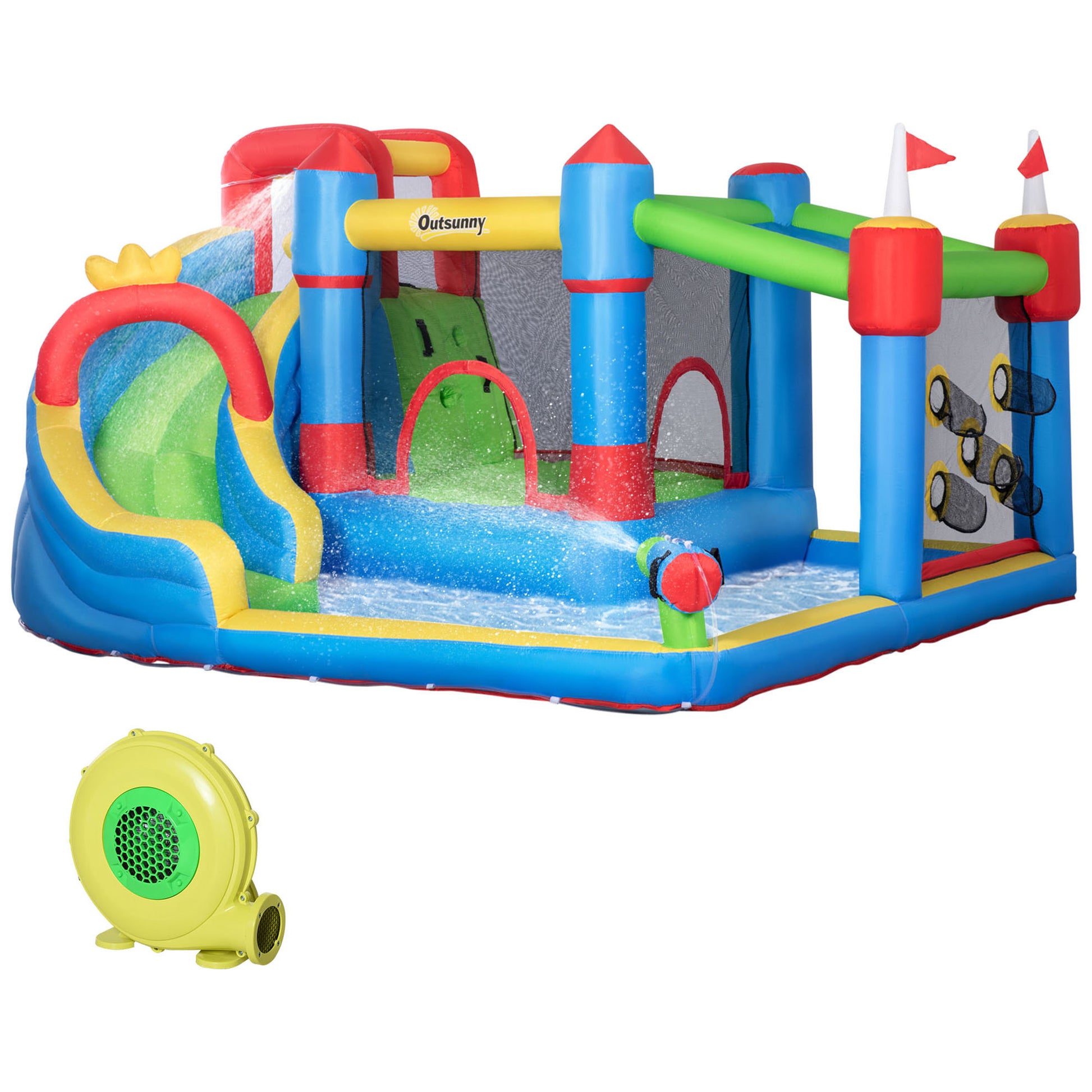 6 in 1 Kids Bouncy Castle, with Water Slide, Water Gun