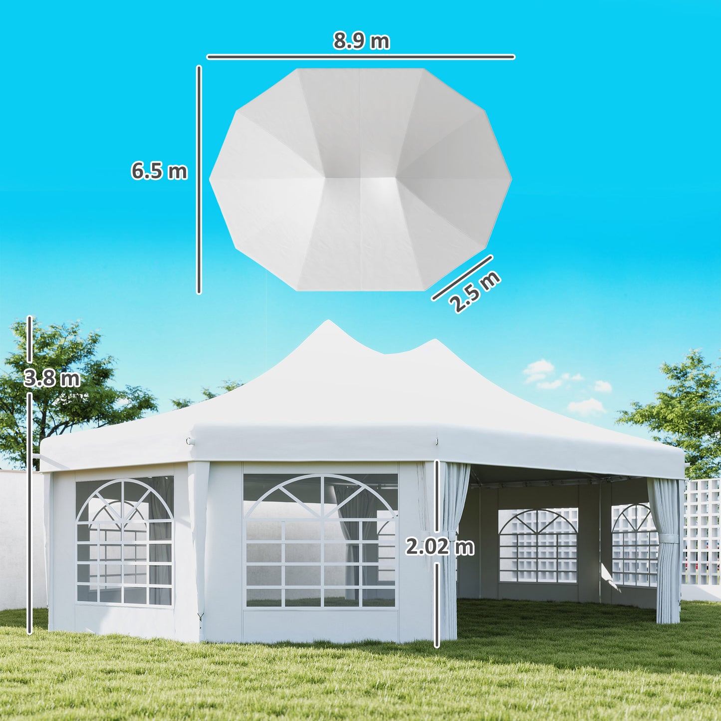10 Sides Decagonal Garden Gazebo Marquee Party Tent Wedding Canopy