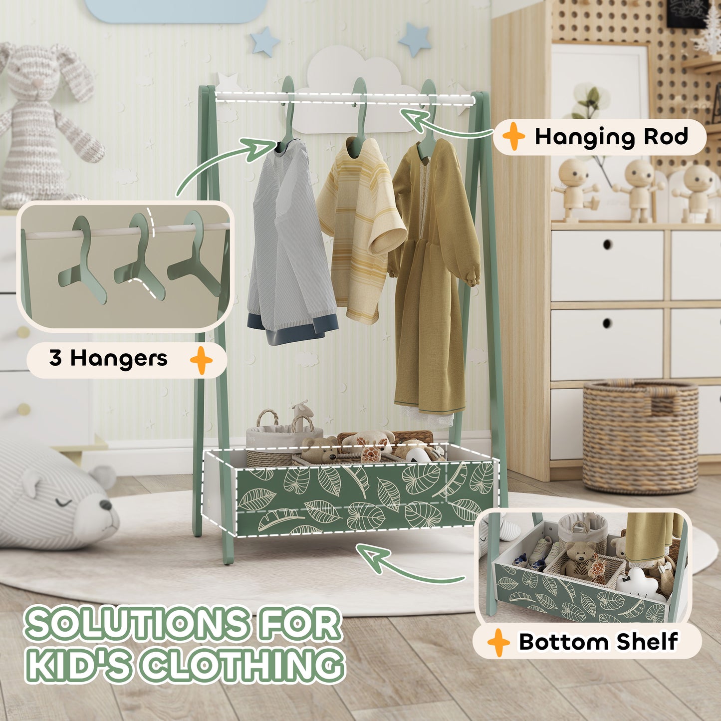 Baby Clothing Rack with Hangers, Storage Shelf for Bedroom (1)