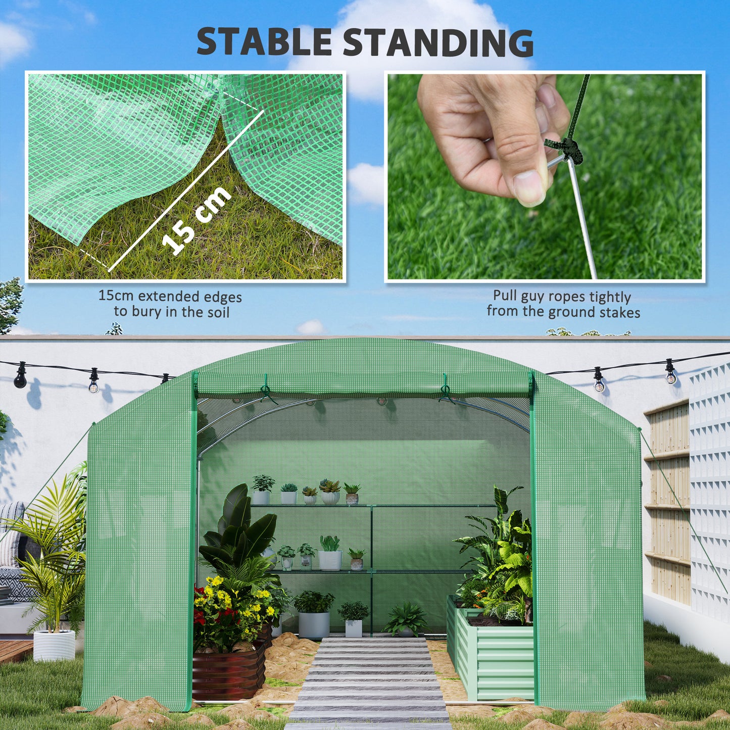 13 x 9.8ft Walk-In Polytunnel Greenhouse