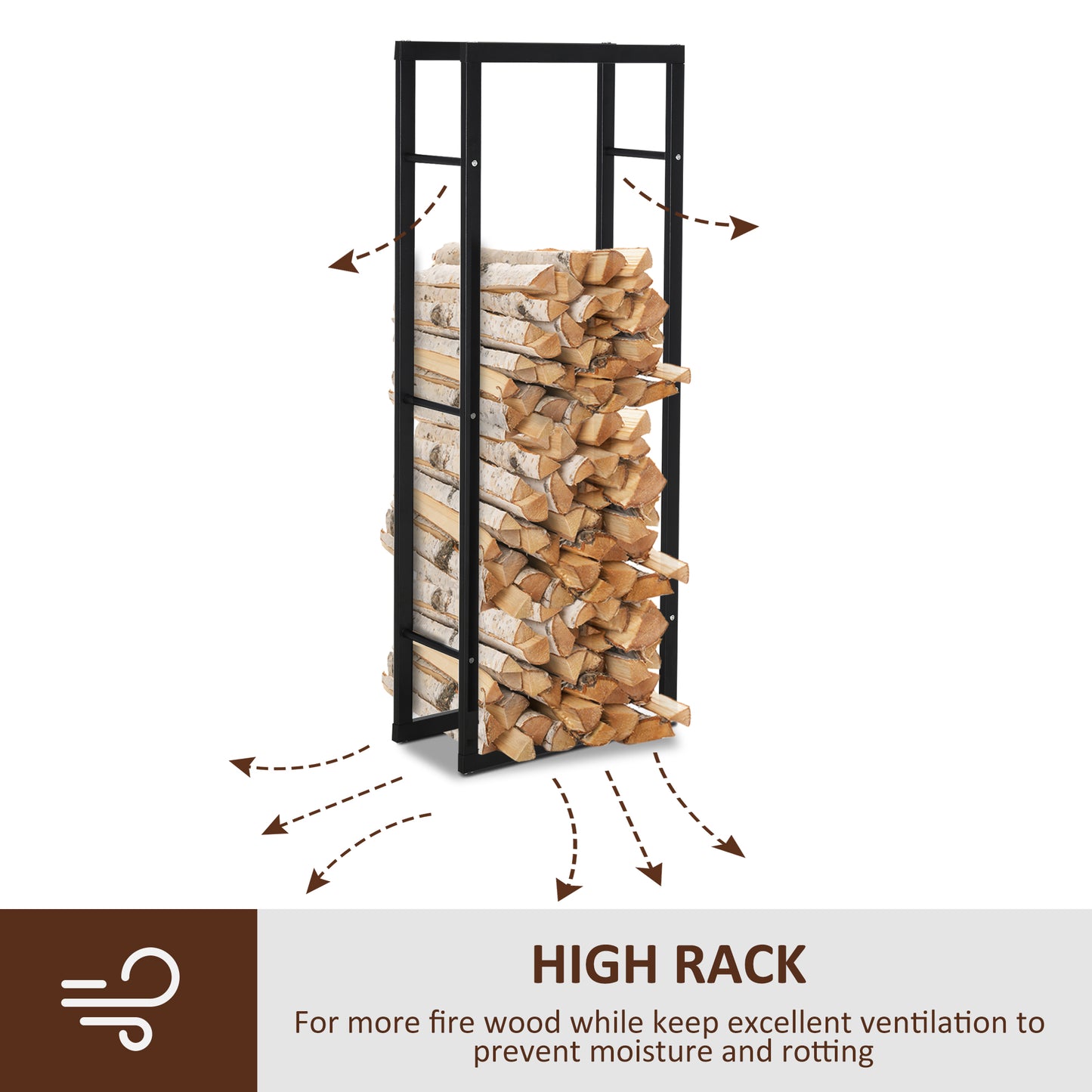 Metal Firewood Log Holder Tall Firewood Rack Indoor Outdoor (3)