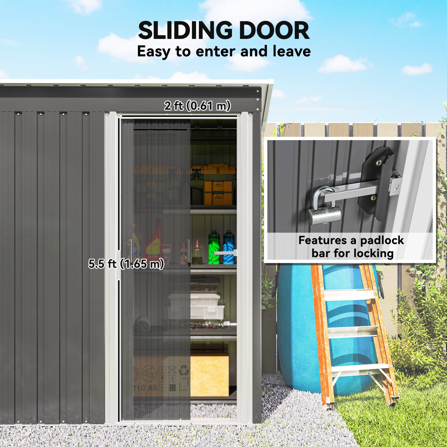 5 x 3ft Garden Storage Shed with Sliding Door