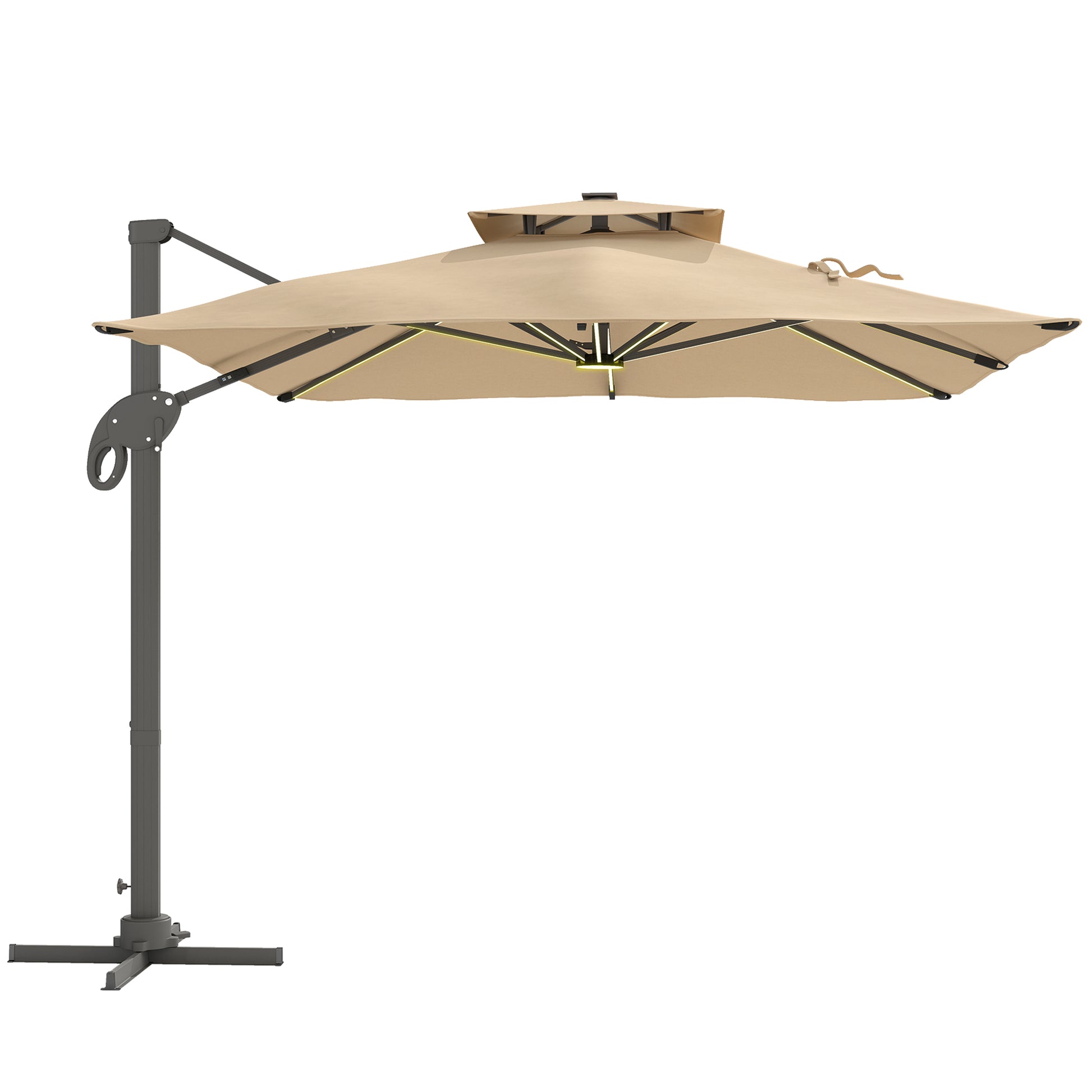 3 x 3(m) Aluminium Sun Square Canopy Top with Adjustable Pole Angle