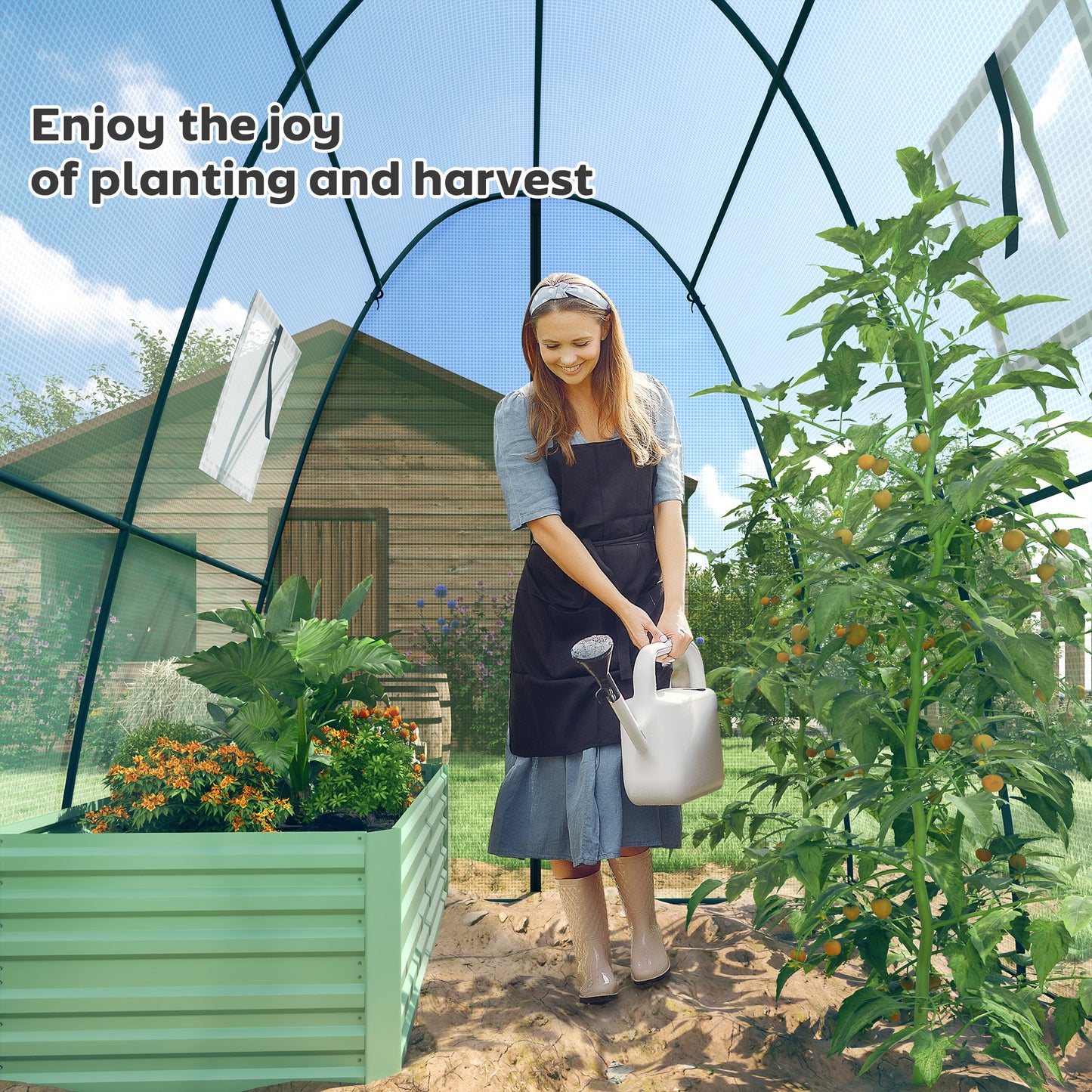 Polytunnel Greenhouse with Sandbags