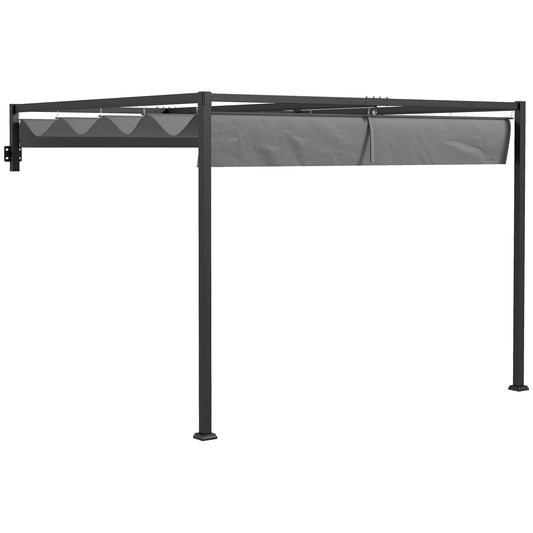3 x 4m Lean To Steel Pergola with Moving Fabric Canopy