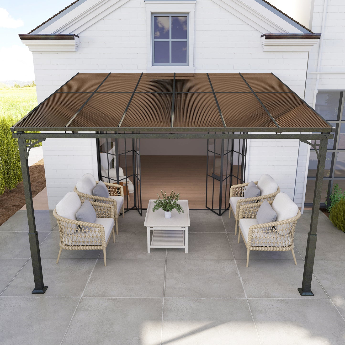 3.4 x 3 m Metal Lean-to Pergola