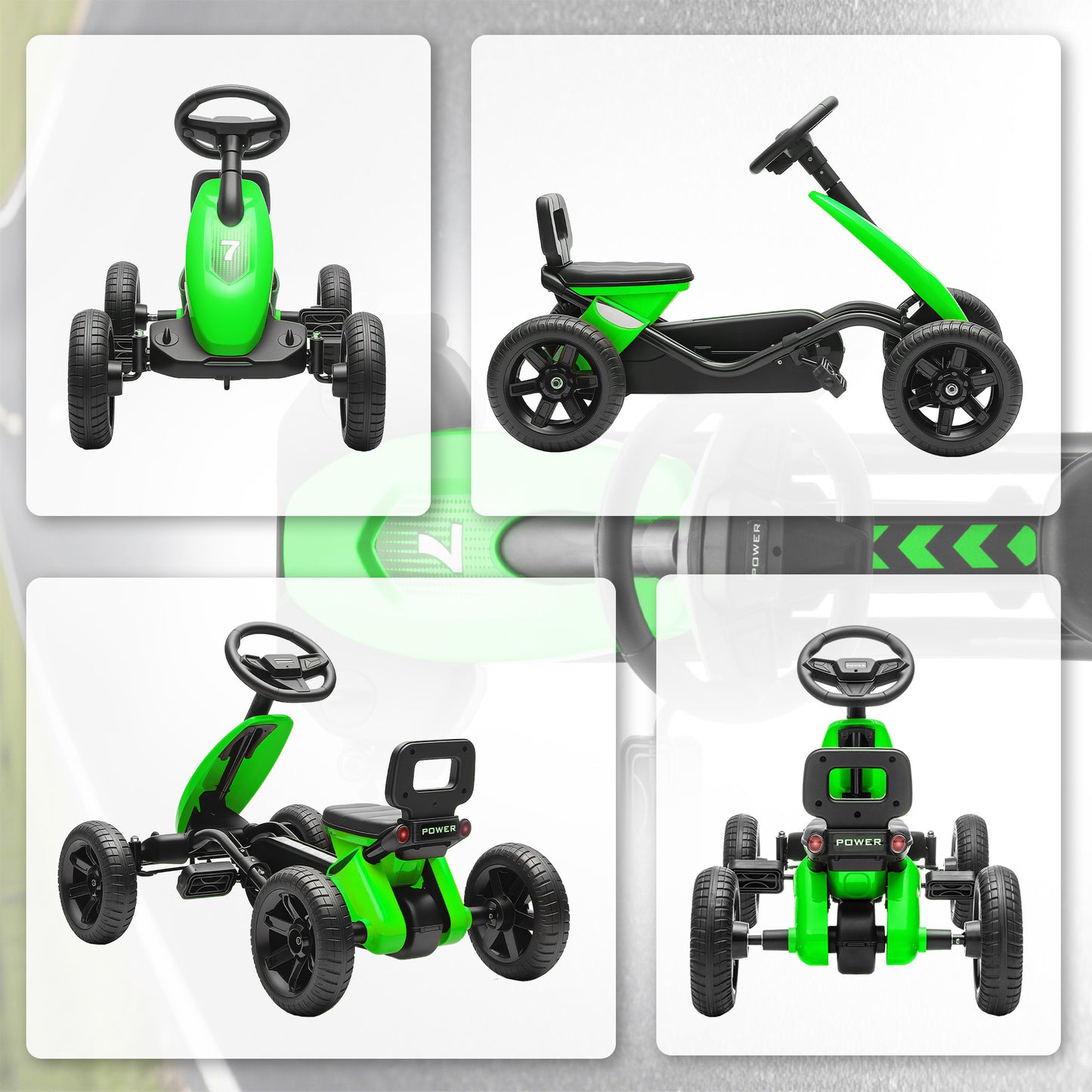 Pedal Go Kart for Kids 2-5 Years, with Silent EVA Wheels, Metal Frame