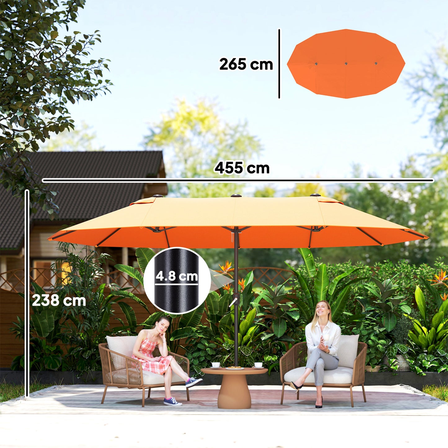 4.6m Double Garden Parasol