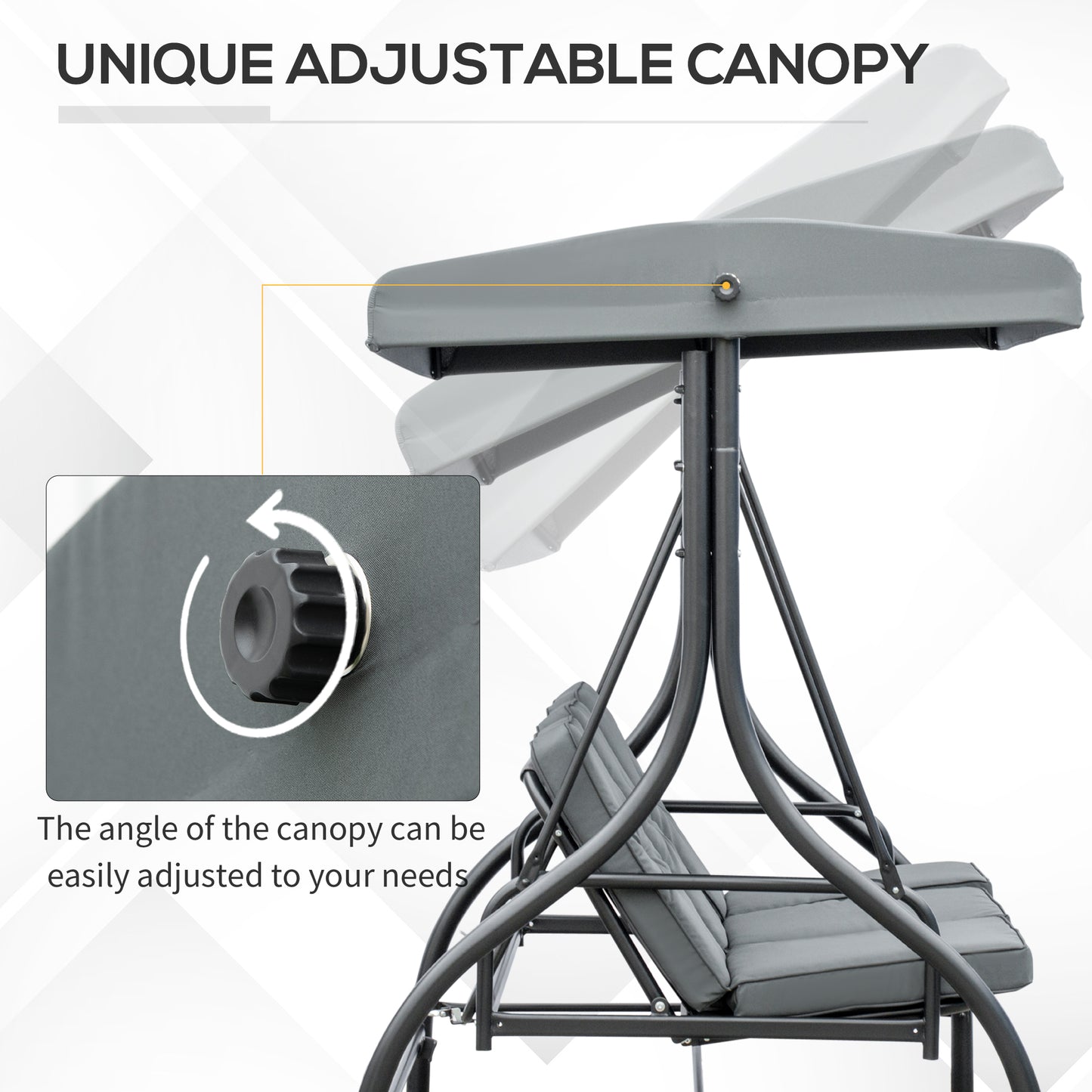 3 Seater Canopy Swing Chair, 2 in 1 Garden Swing Seat Bed