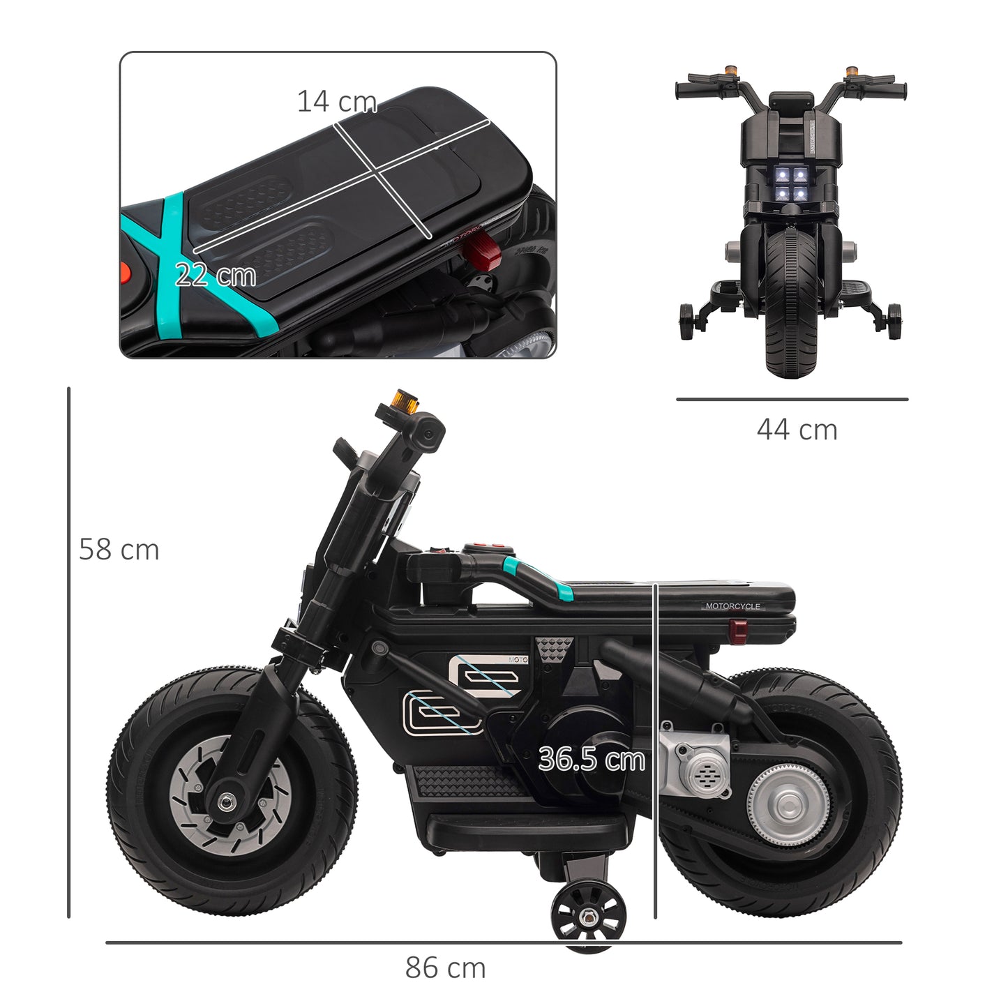 Kids Electric Motorbike with Siren, Horn, Headlights, Music