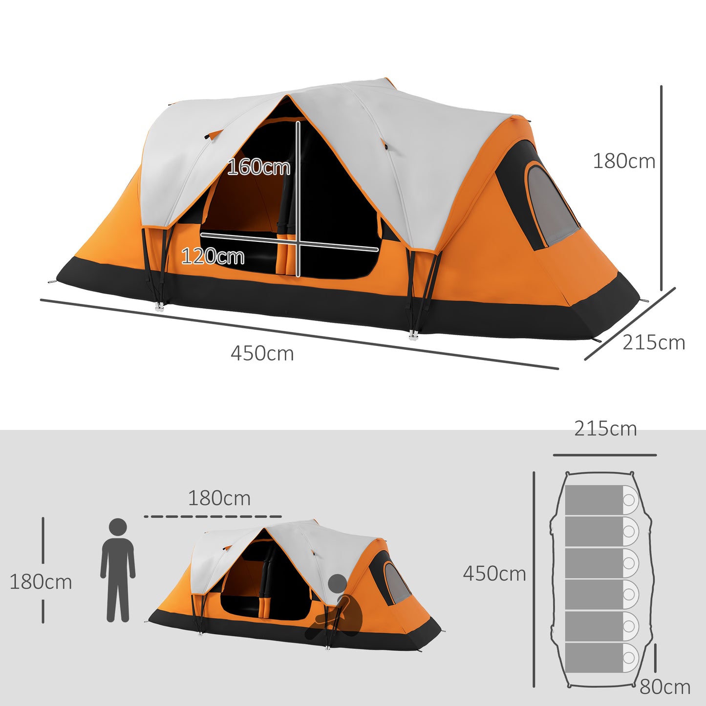 Six-Man Tent, with Two Rooms, Small Rainfly and Accessories
