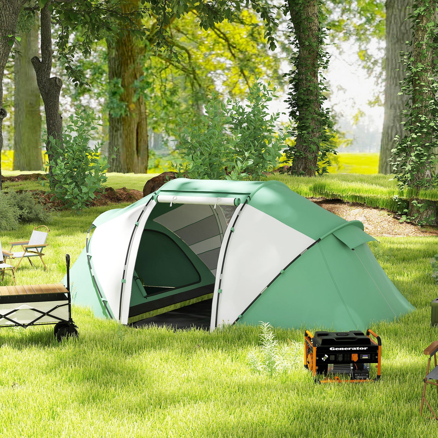 4-6 Man UV Protection Camping Tent - Green and
