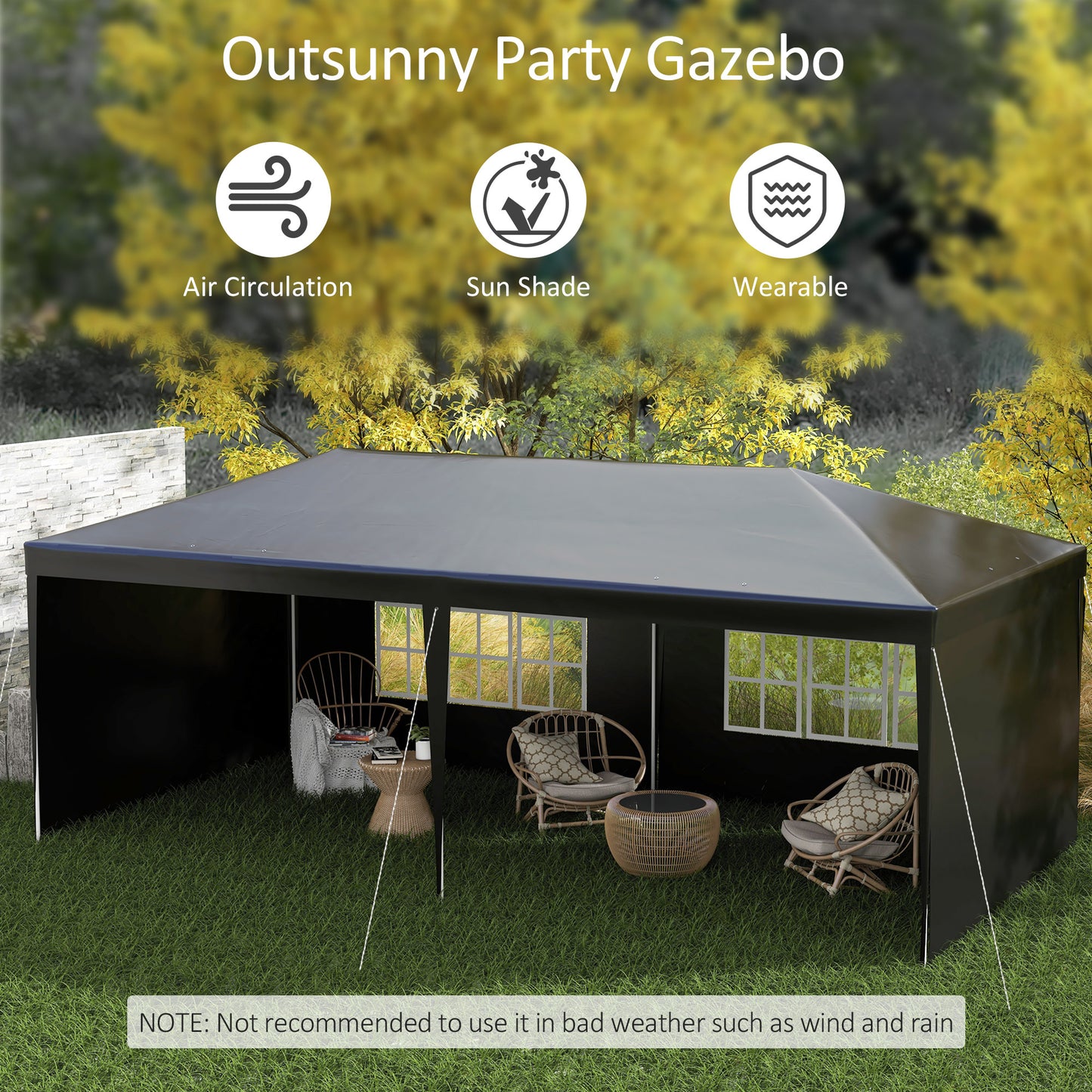 6 x 3 m Party Tent Gazebo Marquee Outdoor Patio Canopy Shelter