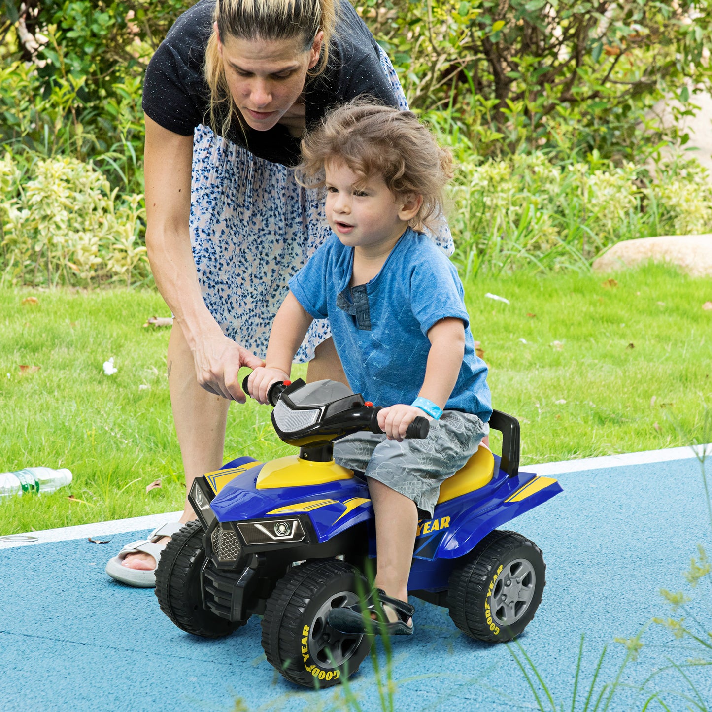 Baby Quad Bike Kids Ride On Car Goodyear Licensed Walker Foot To