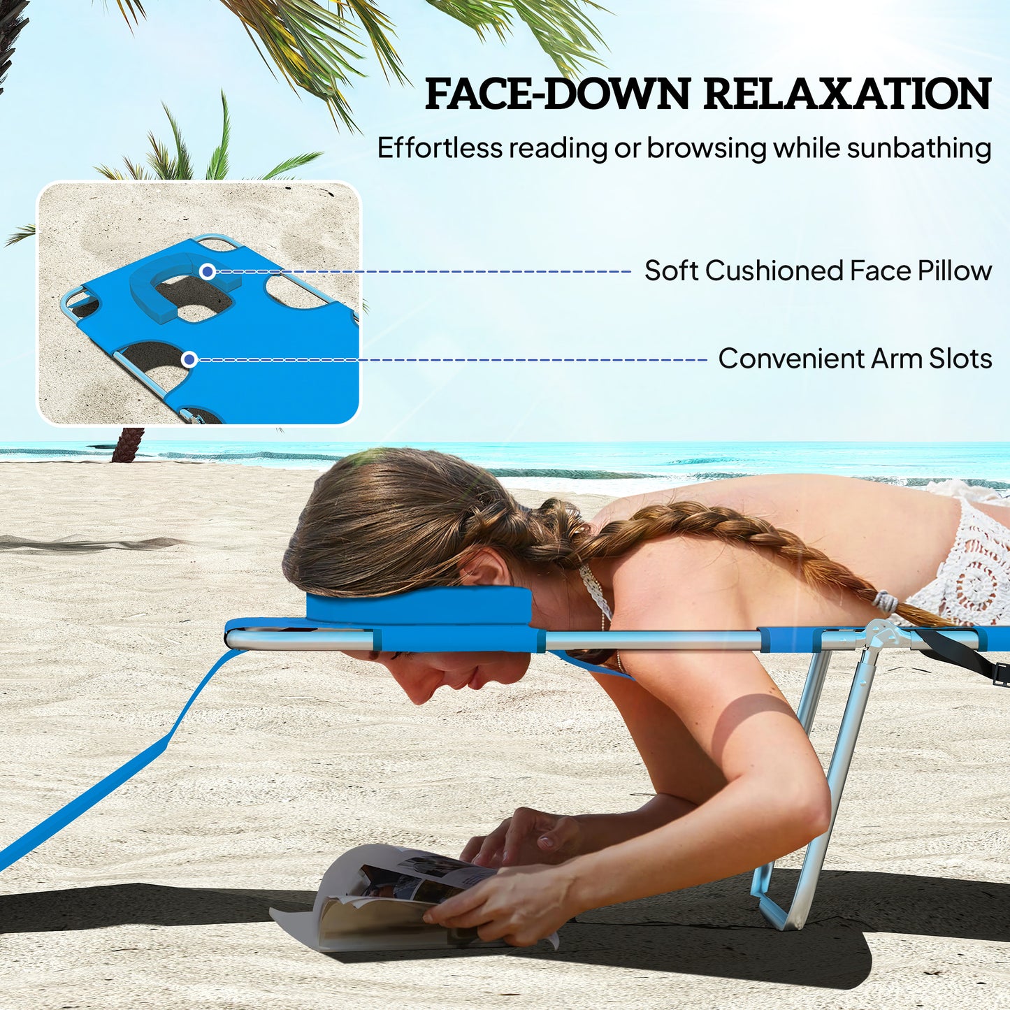 Foldable Sun Lounger with Reading Hole