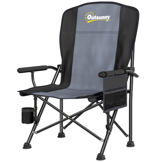 Padded Camping Chair Adults Heavy Duty Folding Chair Side Pocket