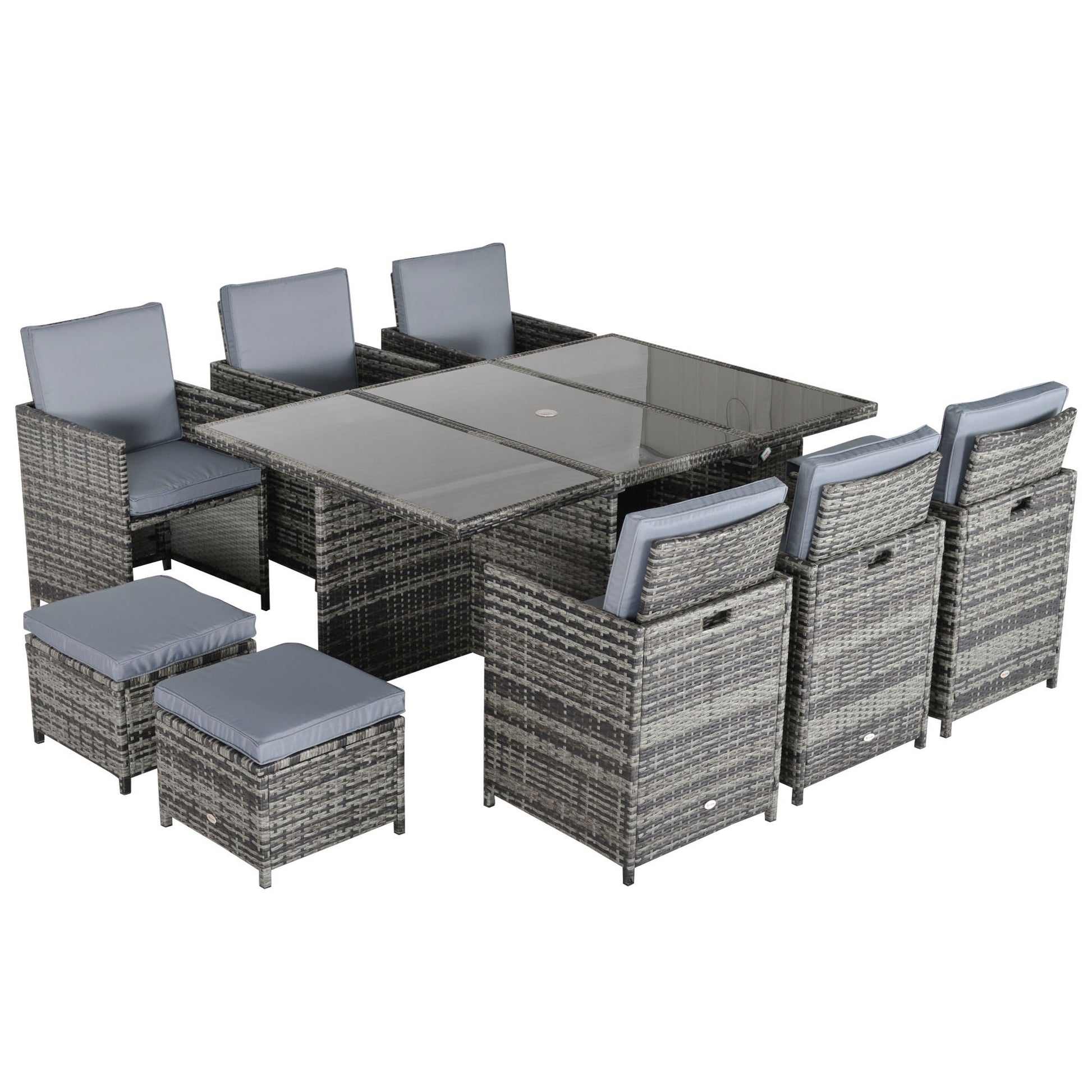 10 Seater Rattan Cube Garden Furniture Set with Parasol Hole