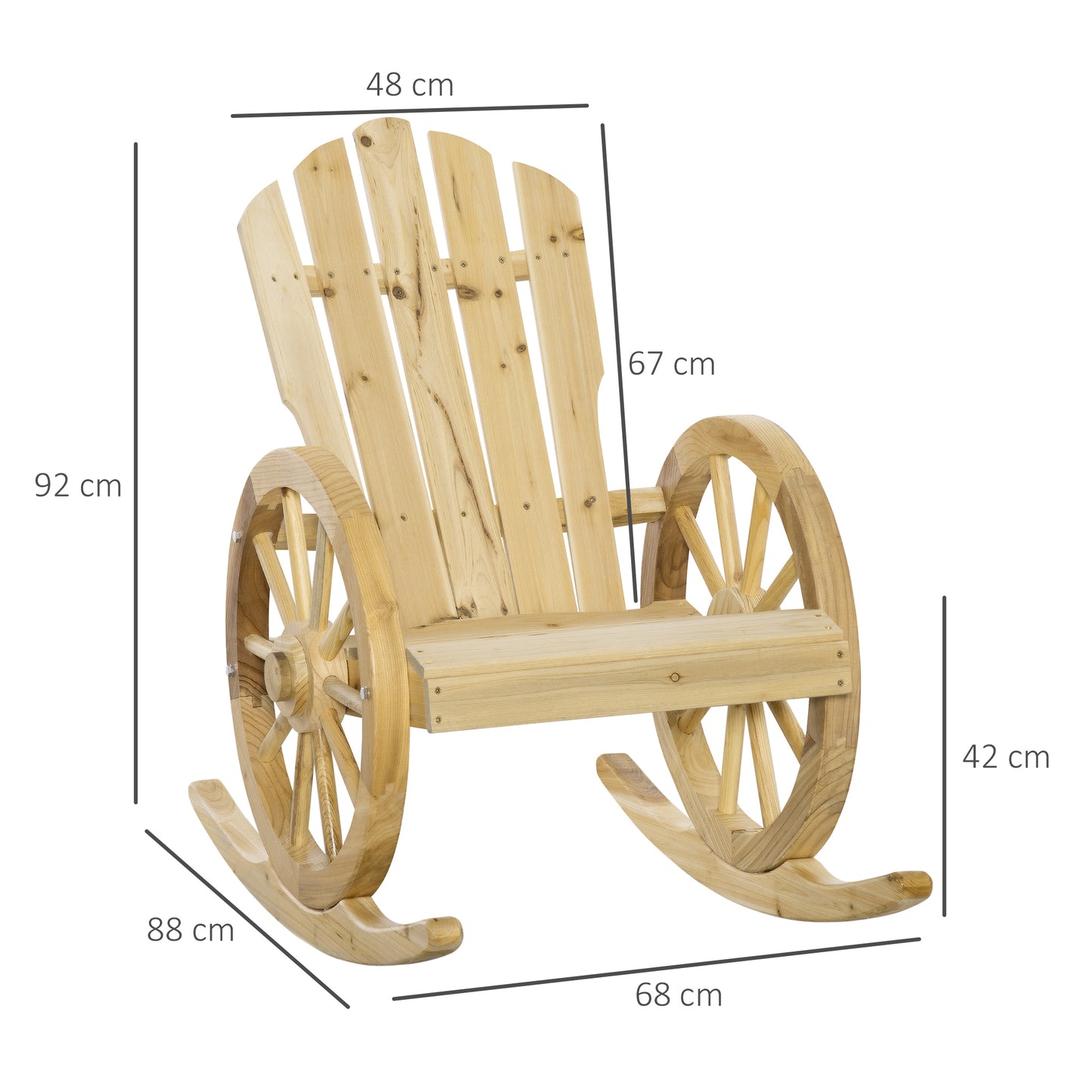 2 Piece Wooden Adirondack Rocking Chair Reclining Armchair Outdoor (1)