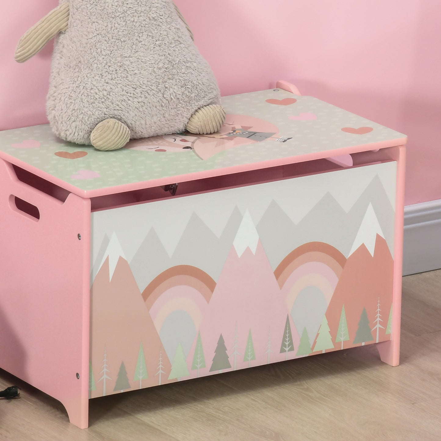 Toy Box, Kids Storage Chest, with Lid, Safety Hinge