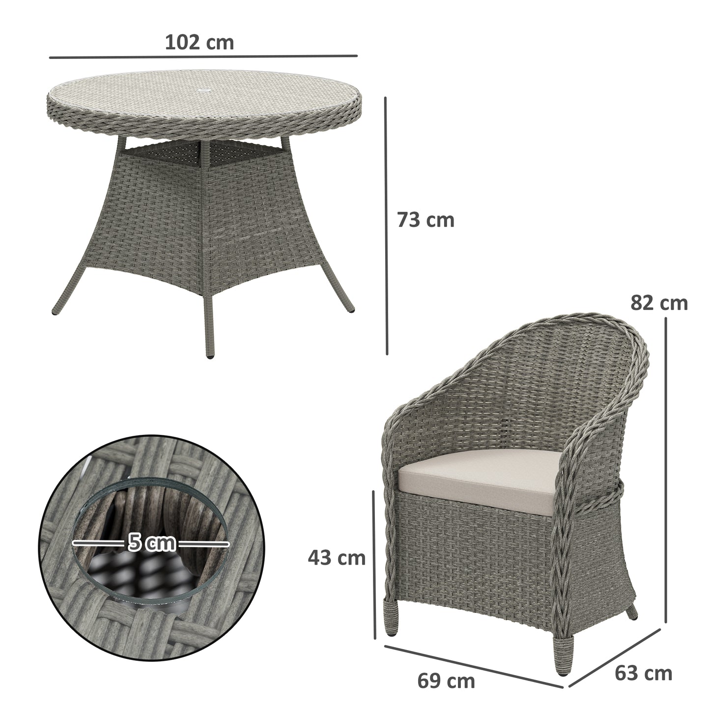 4 Seater Rattan Garden Furniture Set with Cushions