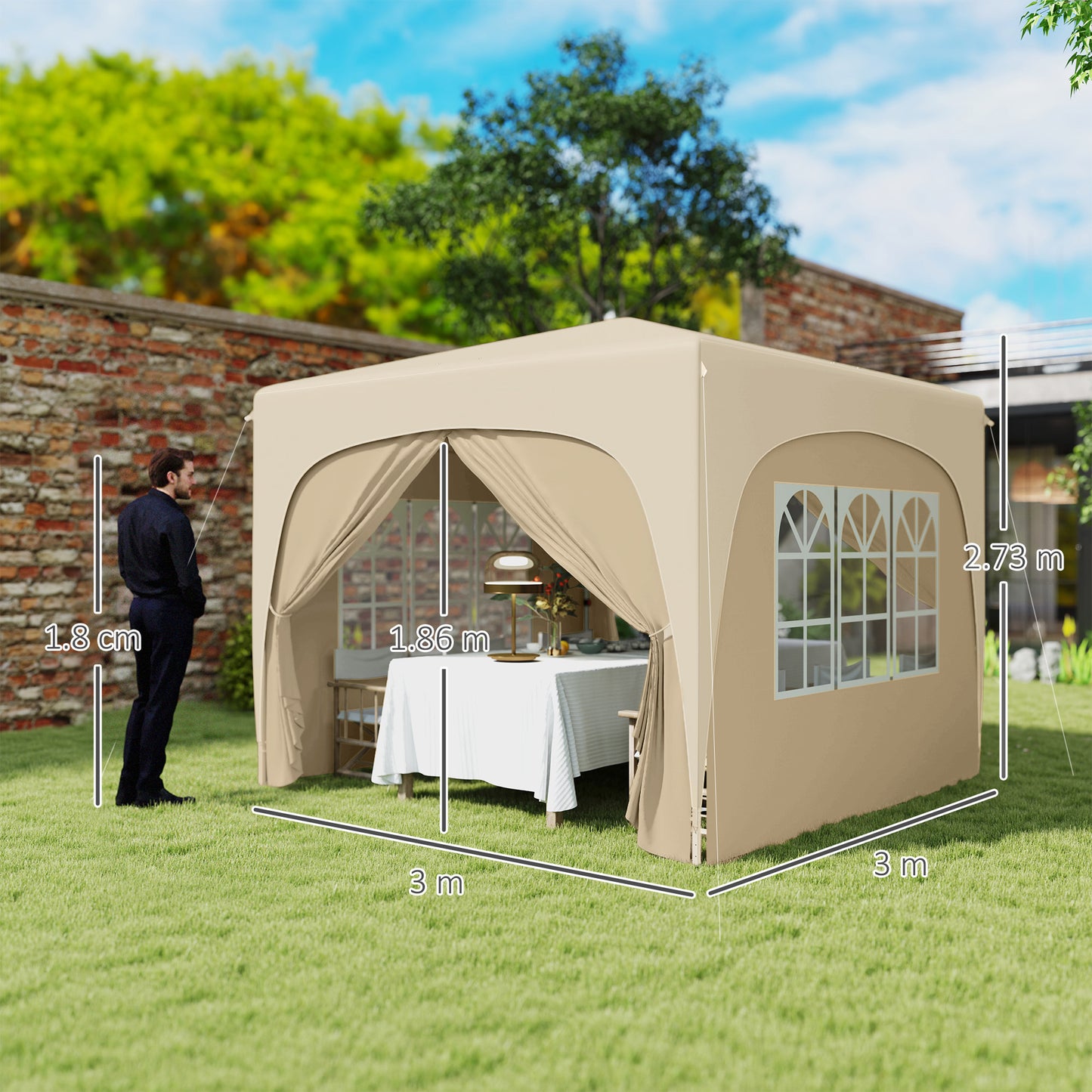 3 x 3m Pop-Up Gazebo Shelter, with Accessories
