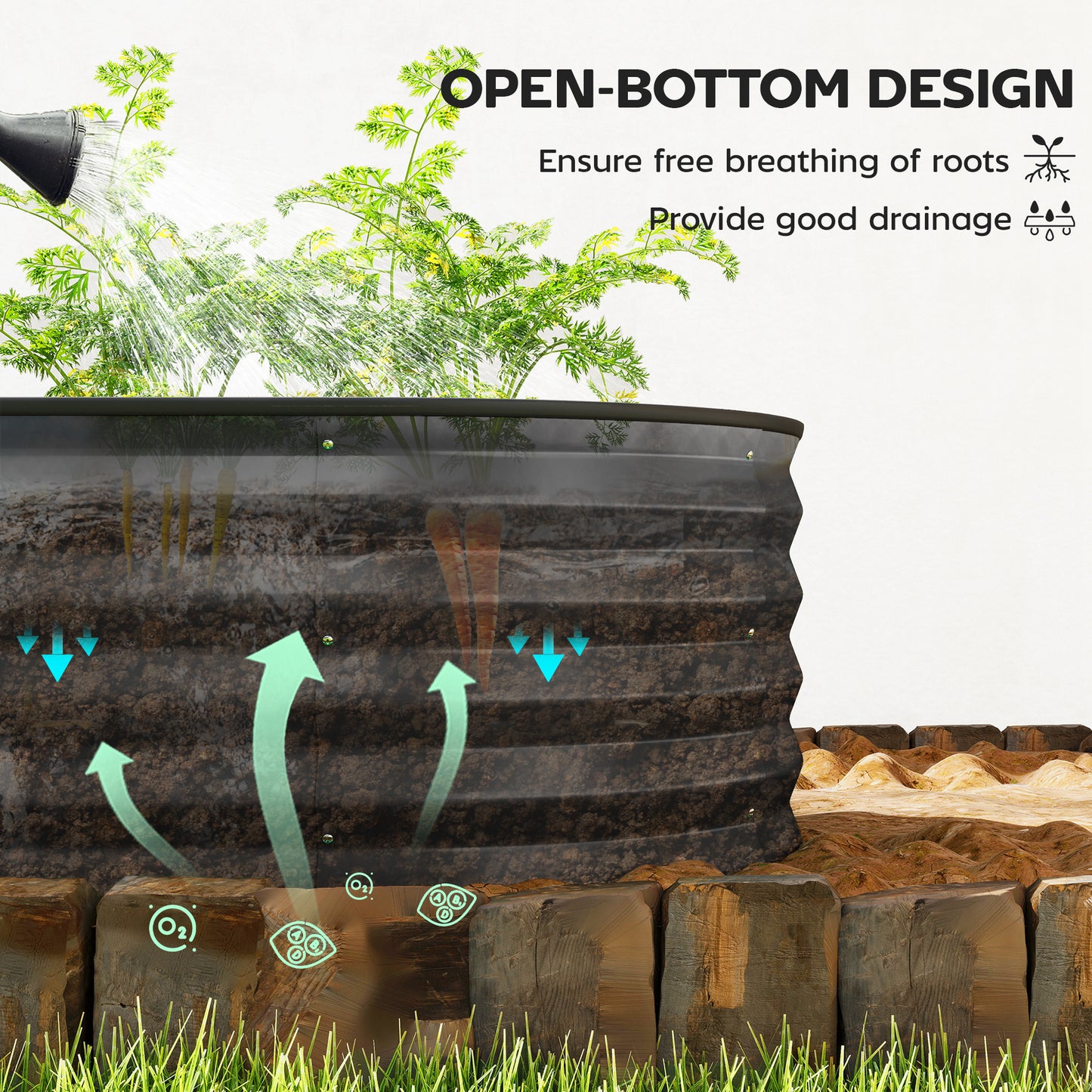 Set of Two 150 x 60cm Steel Planters