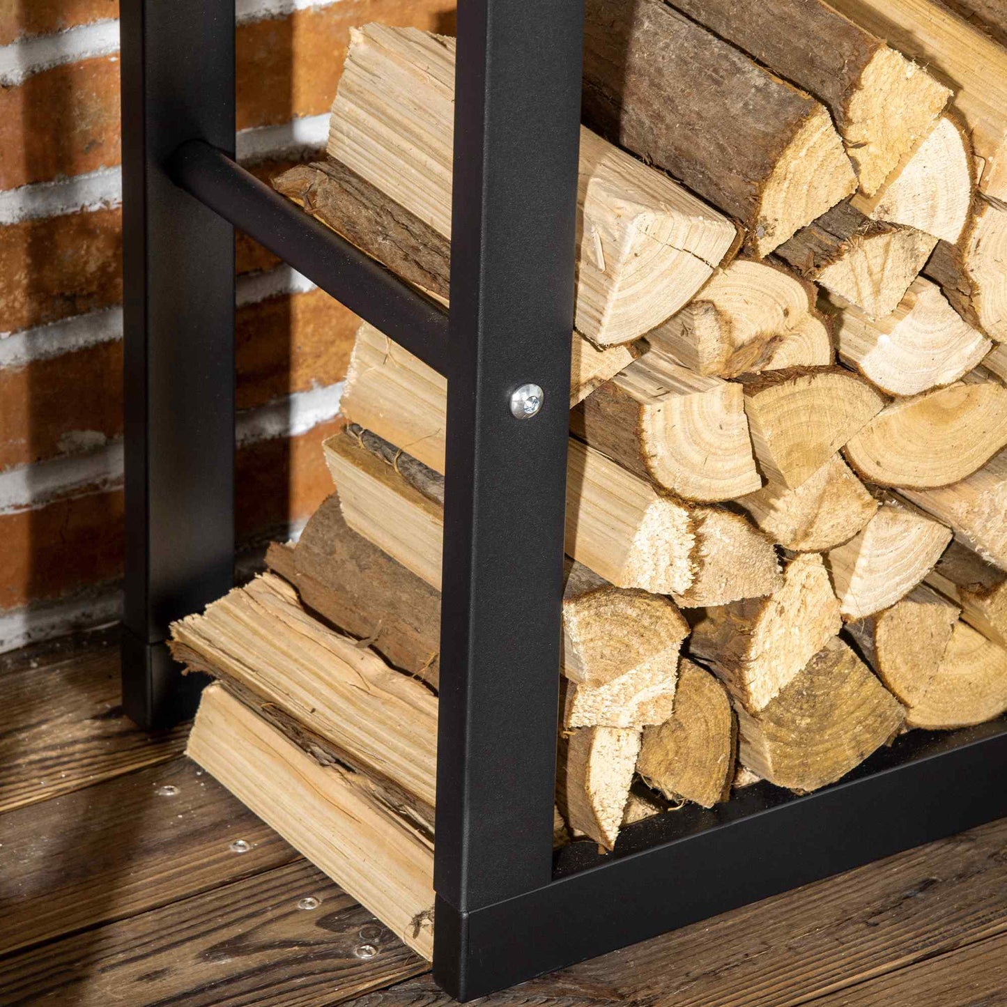 Metal Firewood Log Holder Tall Firewood Rack Indoor Outdoor (1)