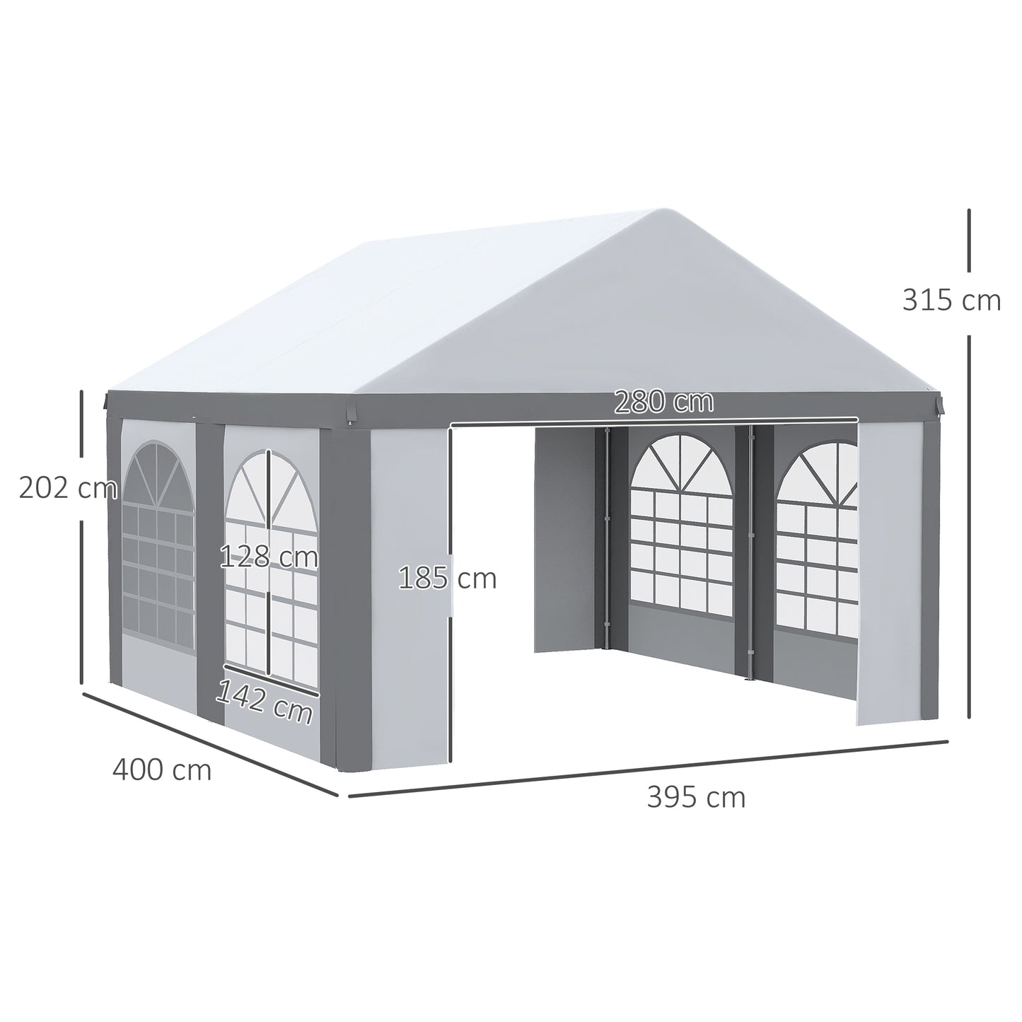 4 x 4m Galvanised Party Tent, Marquee Gazebo with Sides