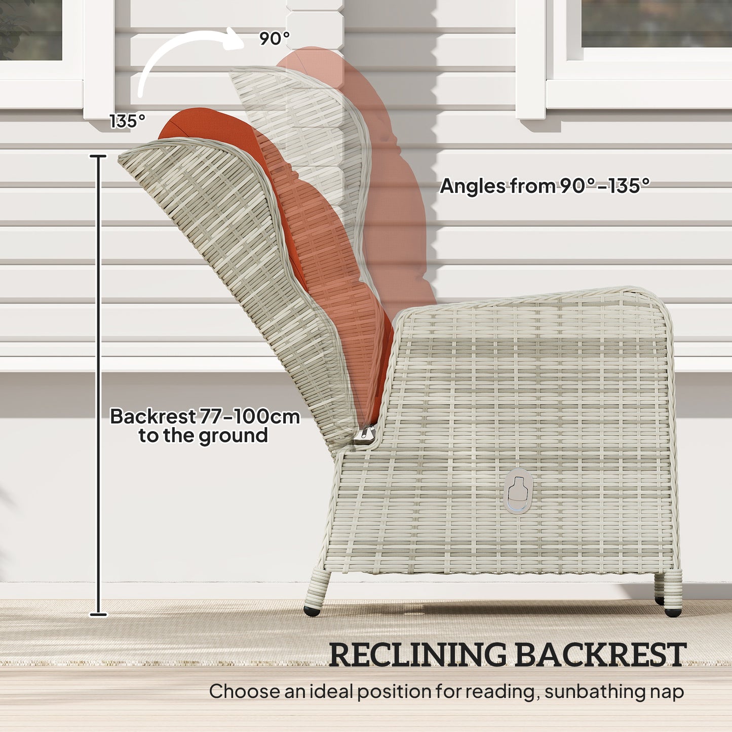 5 Pieces Rattan Bistro Set with Adjustable Back