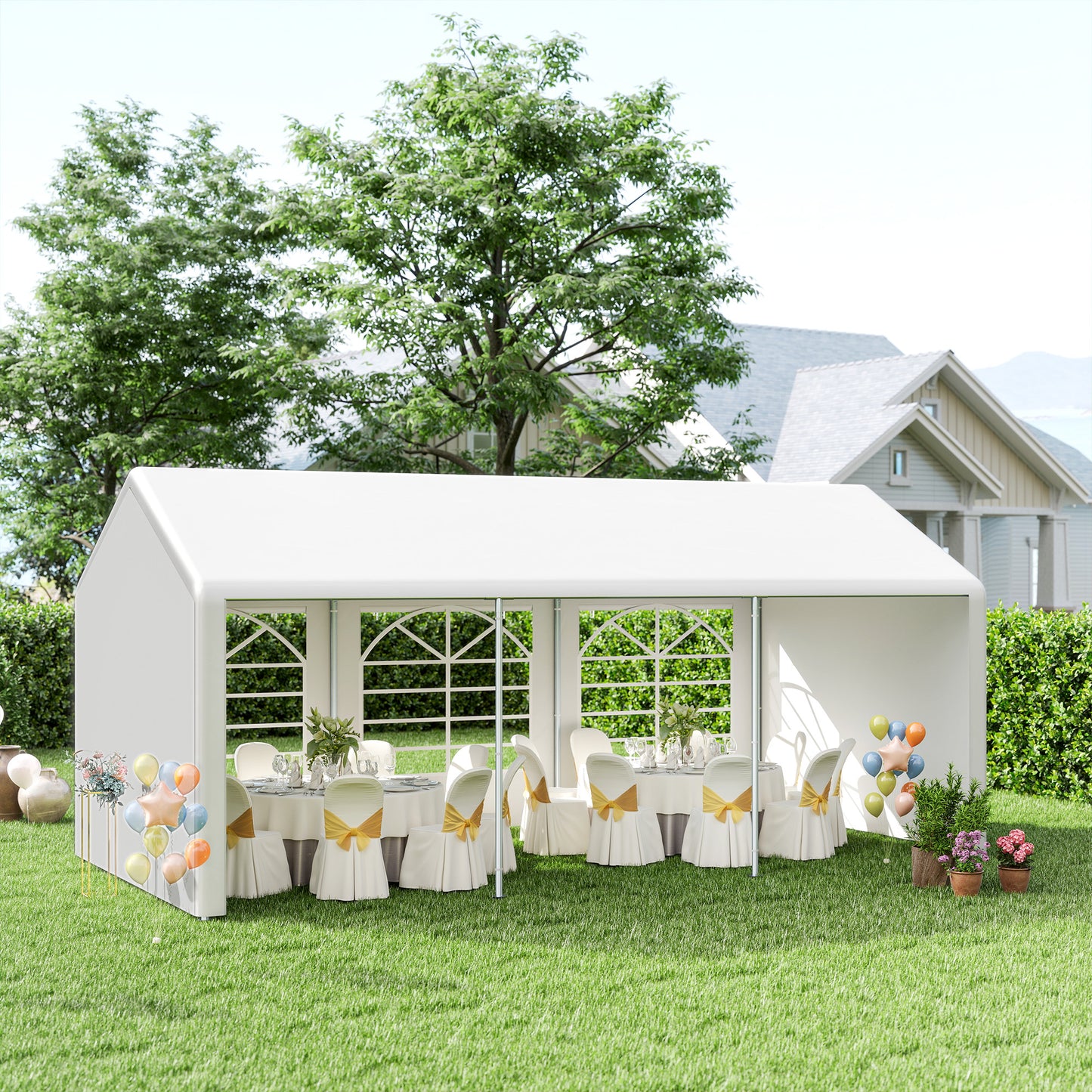 6m x 3m Garden Gazebo Marquee Wedding Shelter Level 4 Wind Protection