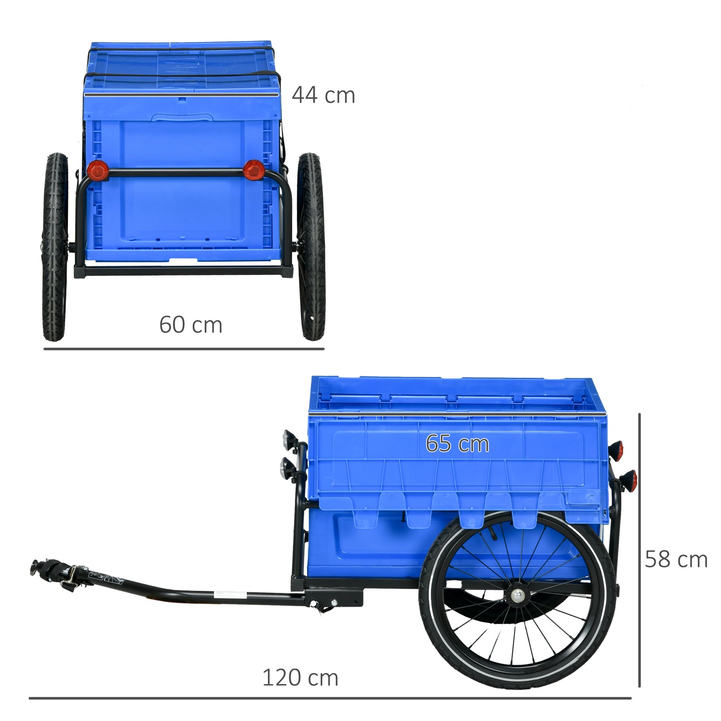65L Steel Frame Bike Trailer Storage Box
