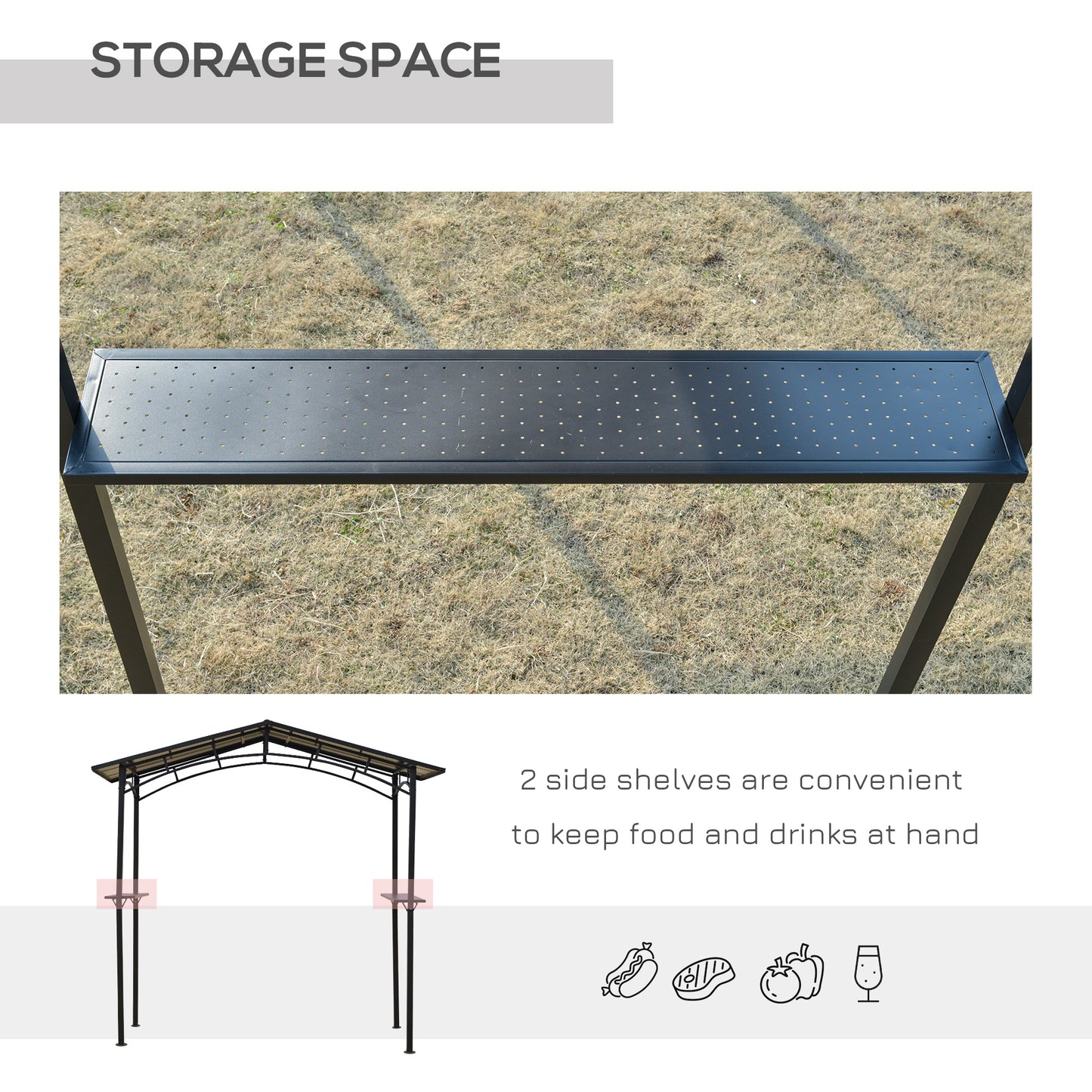 8ft x 5ft Outdoor BBQ Protective Gazebo Tent Aluminium Steel Frame