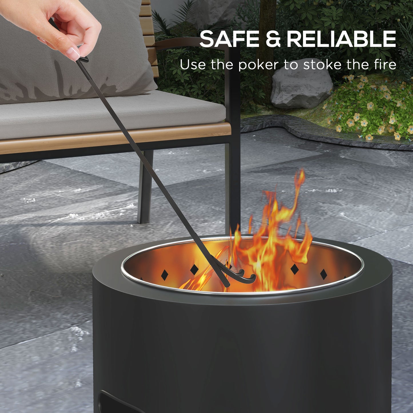 Smokeless Fire Pit, 45cm Portable Wood Burning Firepit