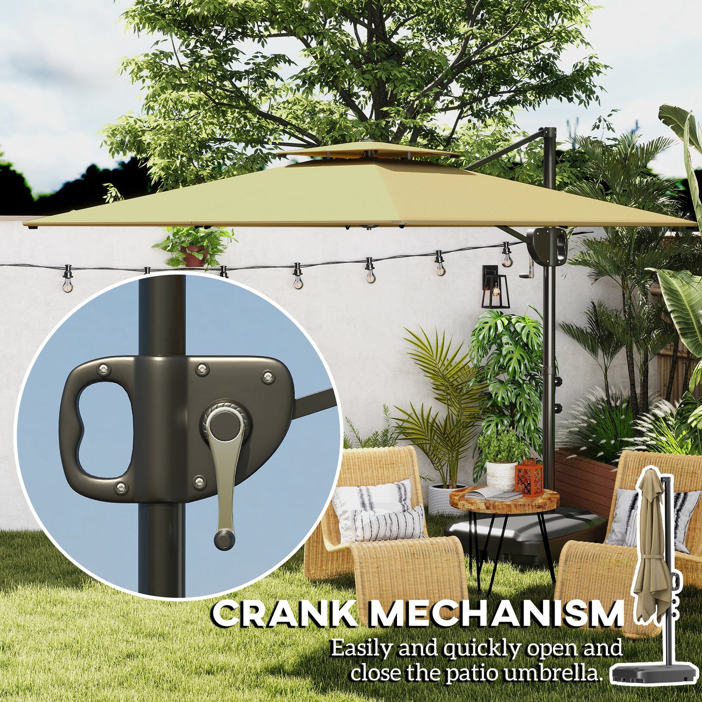 Cantilever Parasol with Weighted Base Double Top Garden Parasol