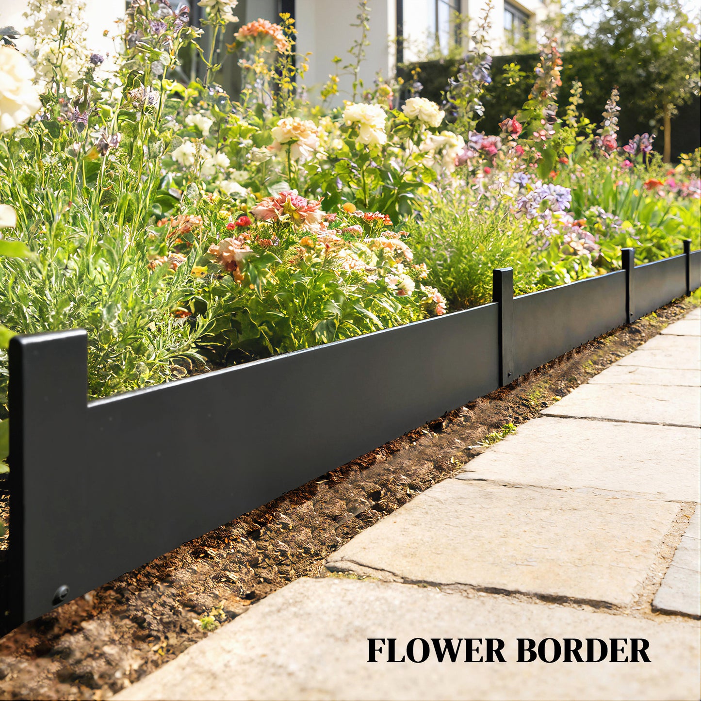 5pcs Garden Fence, Metal Picket Fence Panels, 102x20cm