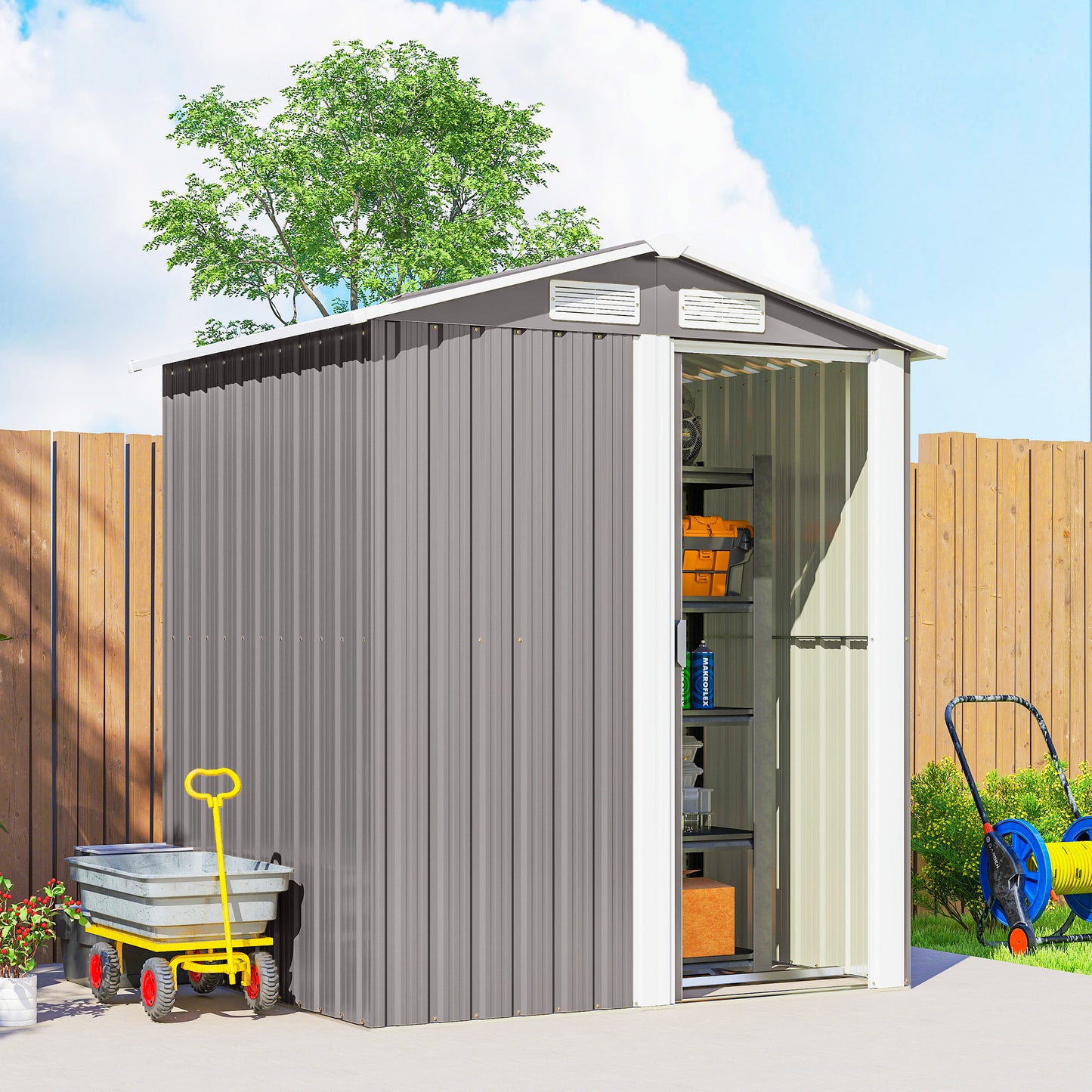 Garden Metal Tool Storage Shed with Sliding Door (1)