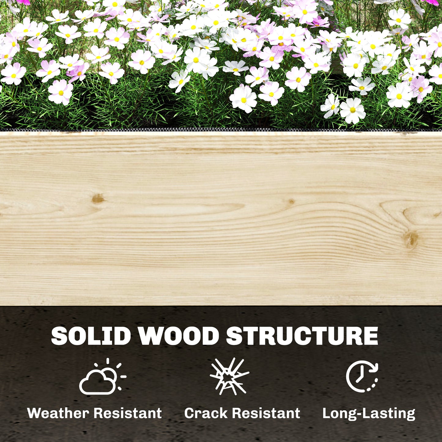 Raised Garden Bed 2-Tier Stepped Design Planter Box with Trellis