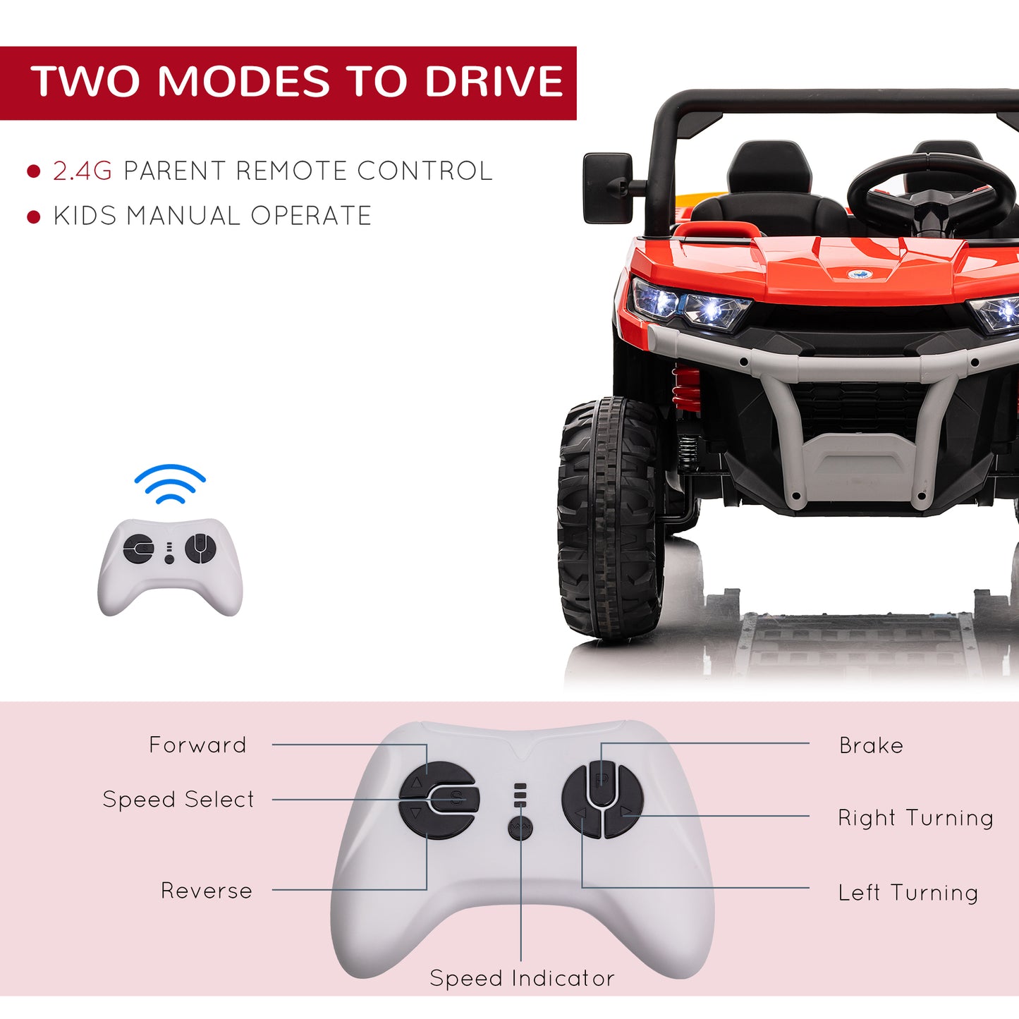 12V 2 Seater Kids Electric Ride-On Car with Electric Bucket