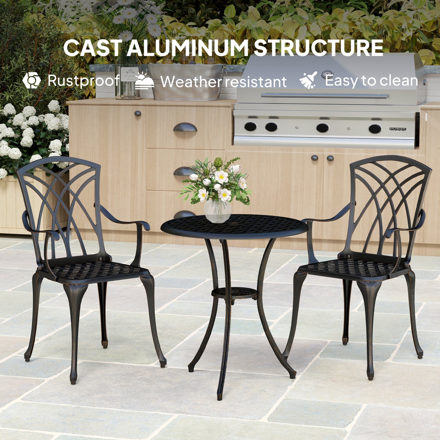 3 Pieces Garden Dining Set for 2