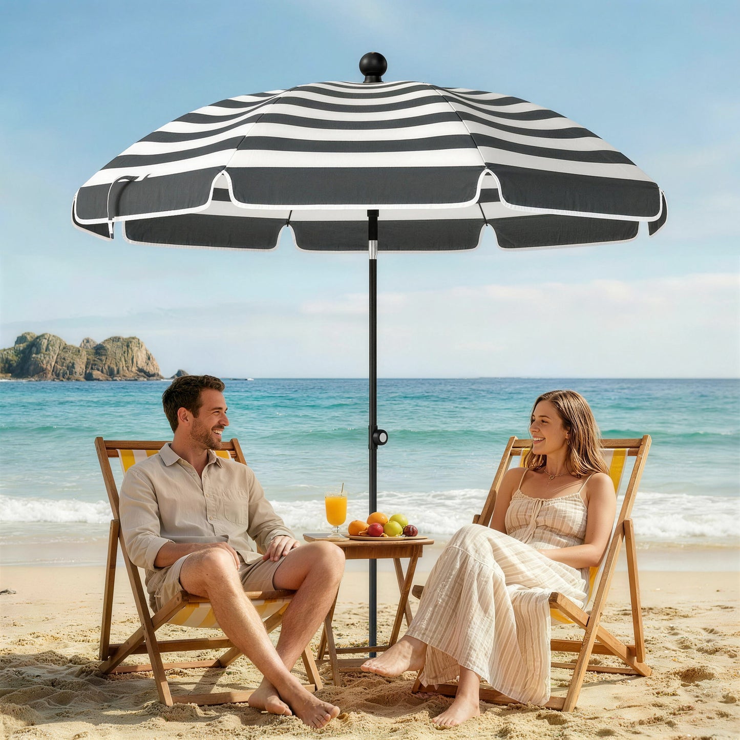 1.8 m Beach Umbrella Parasol with Sand Anchor (2)