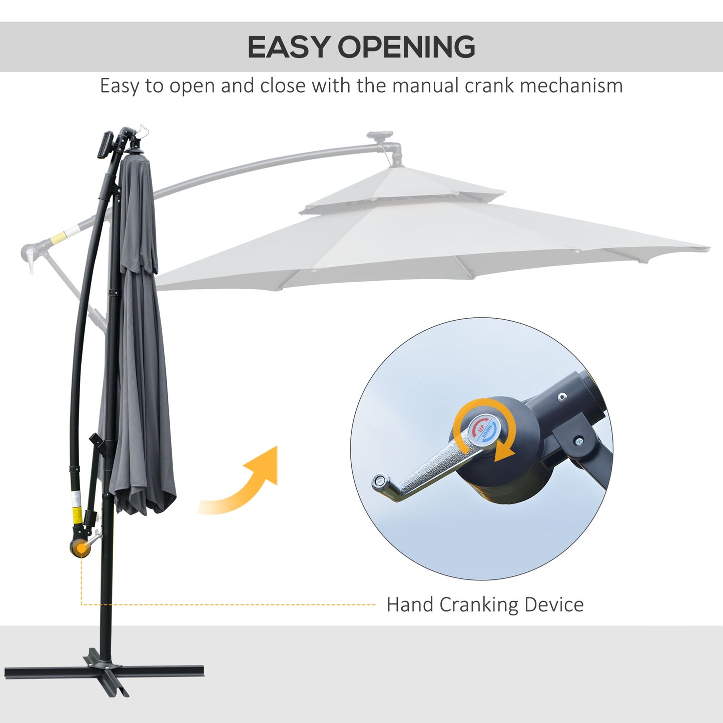 3m LED Light Overhanging Parasol