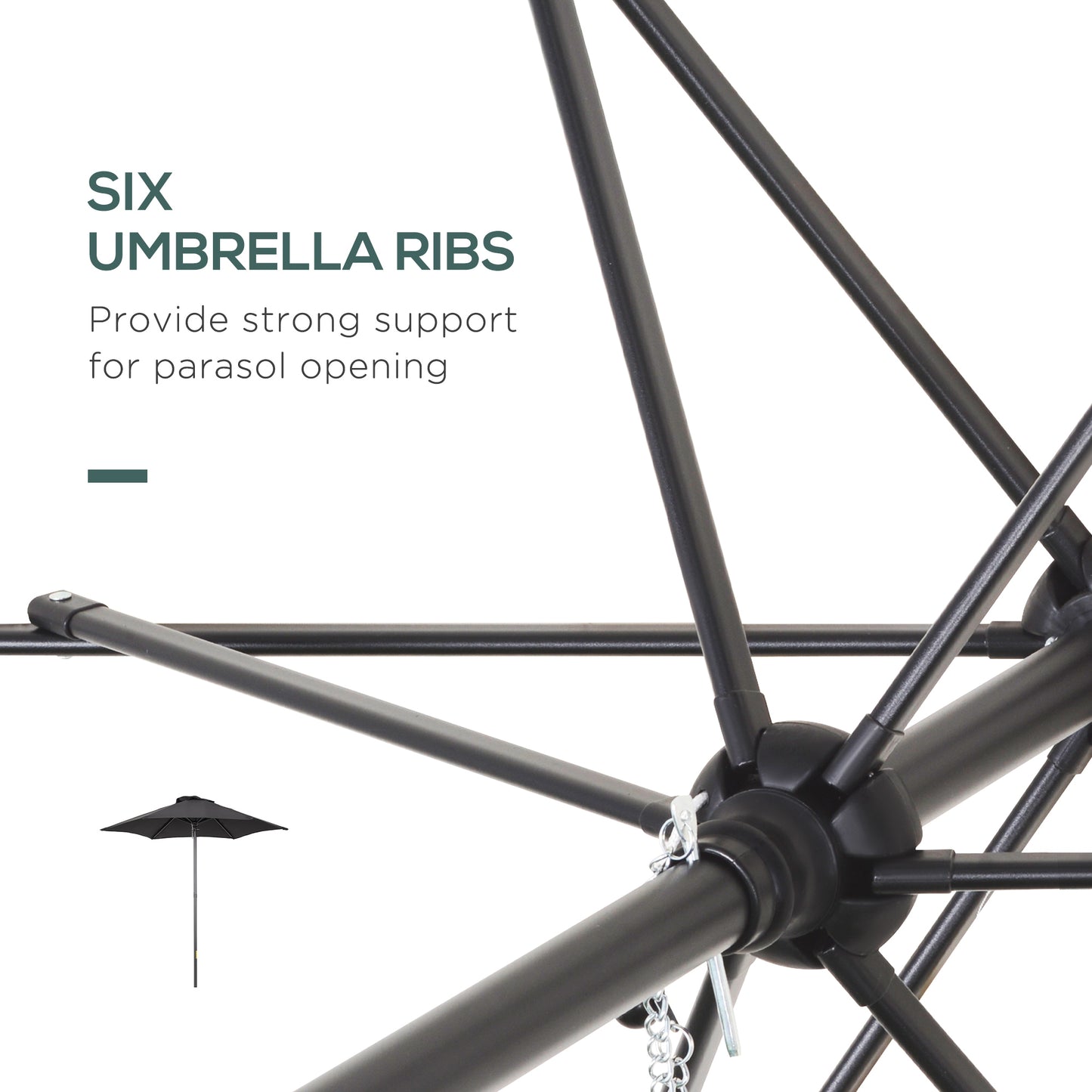 2m Garden Parasol Umbrella