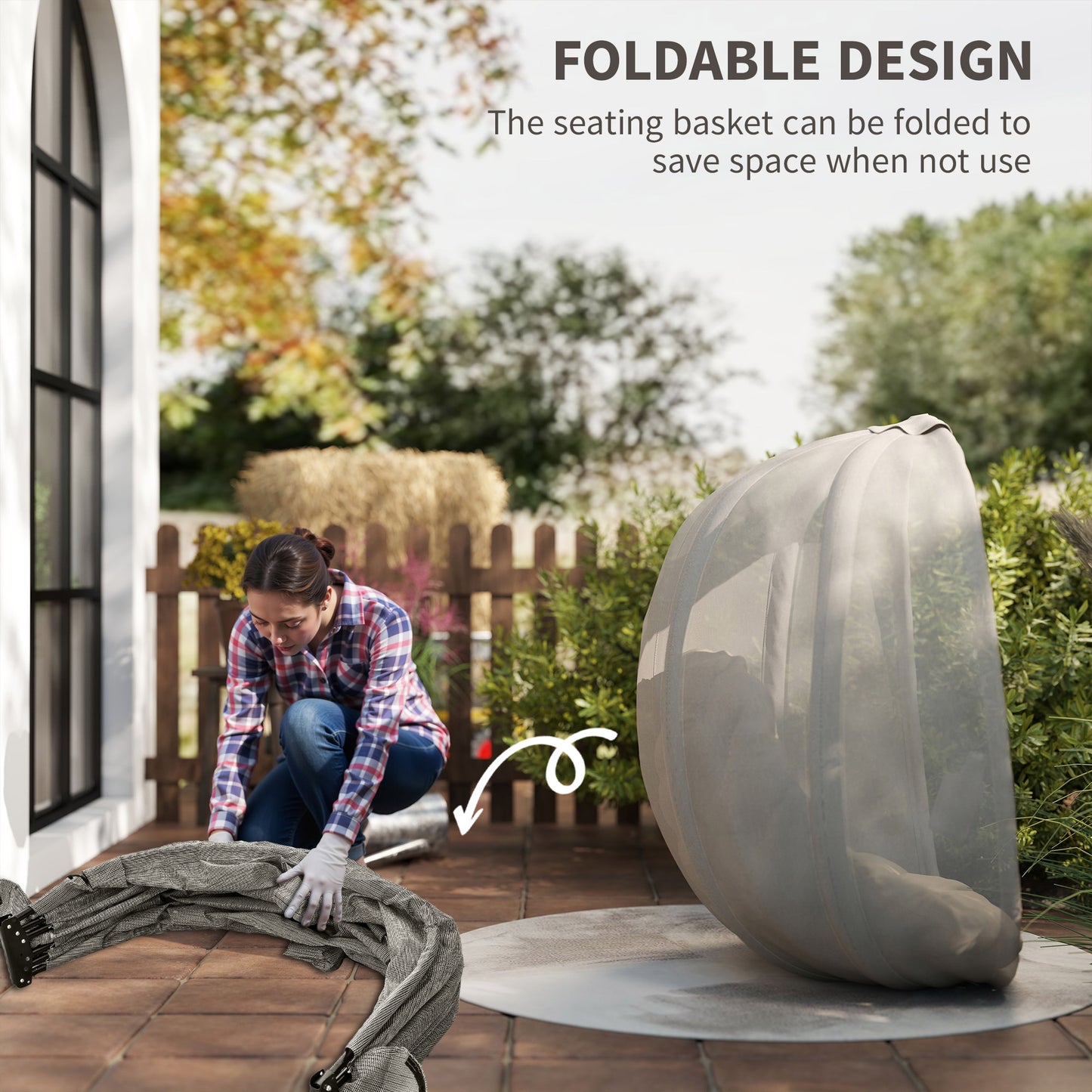 Hanging Egg Chair, Folding Texteline Swing Hammock with Side Pocket
