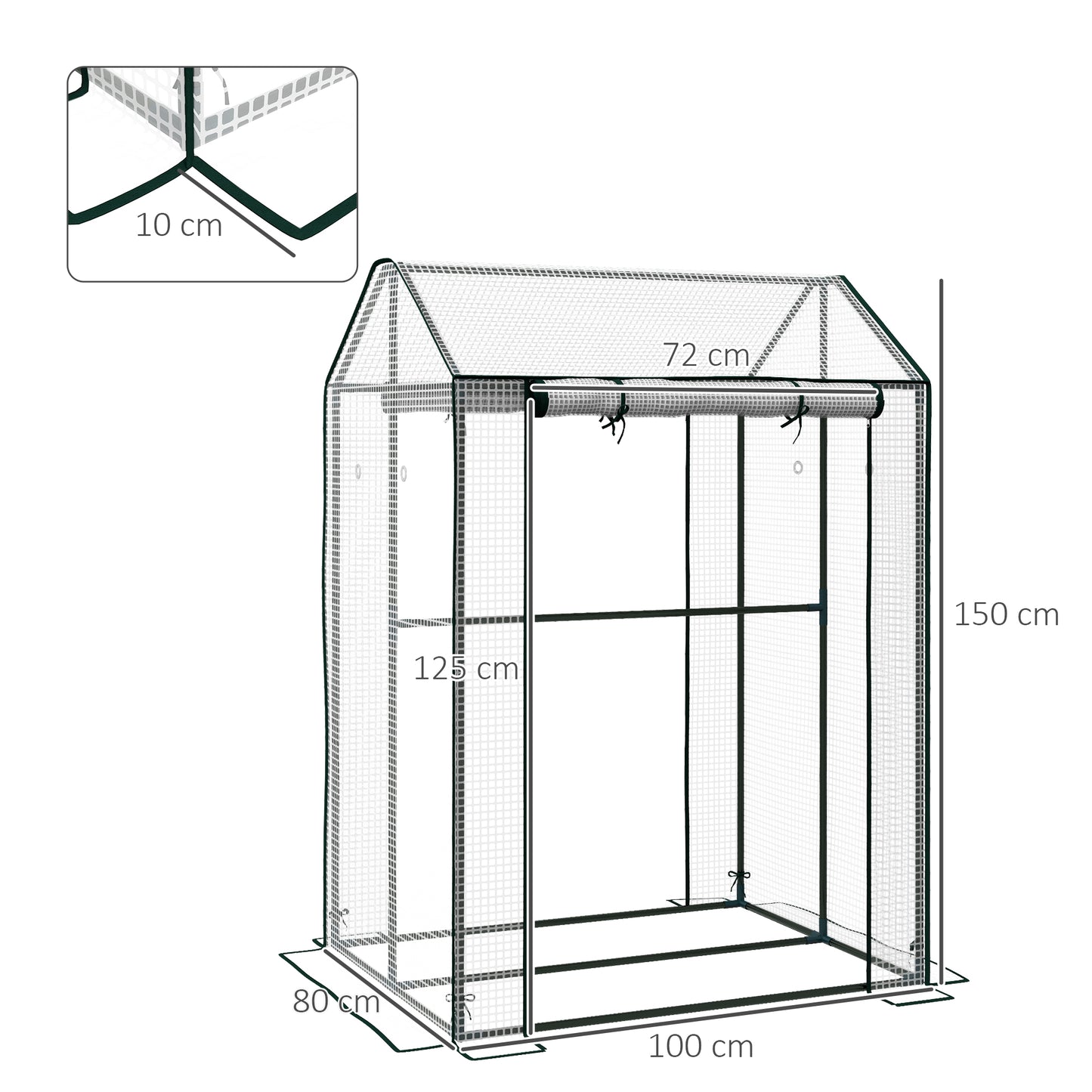Green House, Mini Greenhouse with 2 Roll-up Doors