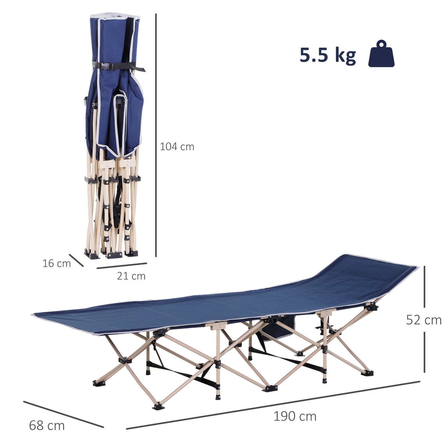 Single Person Camping Bed Folding Cot Outdoor Patio Portable