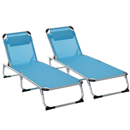 Foldable Outdoor Sun Loungers Set of 2