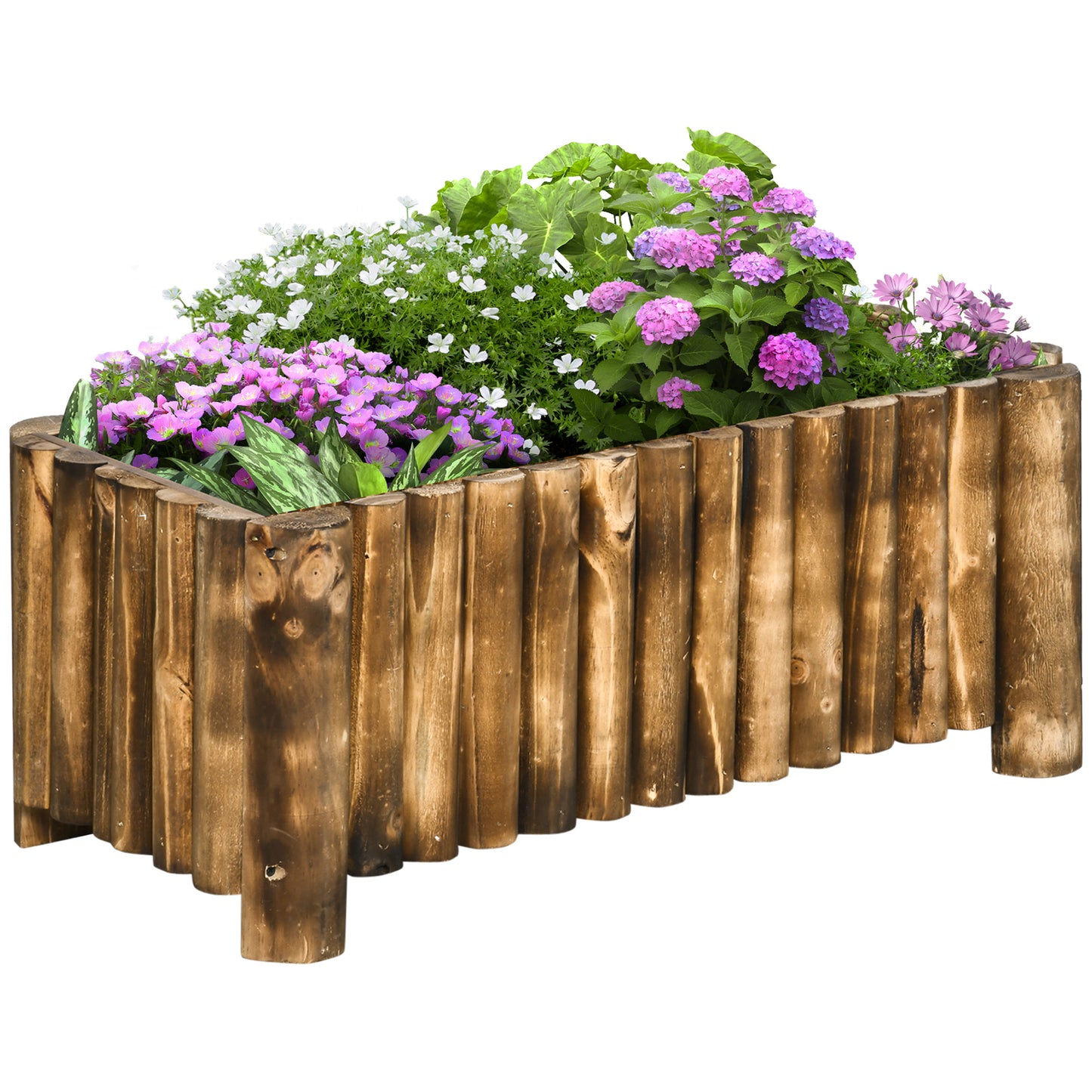 52L Raised Flower Bed Wooden Rectangular Planter Container Box Herb
