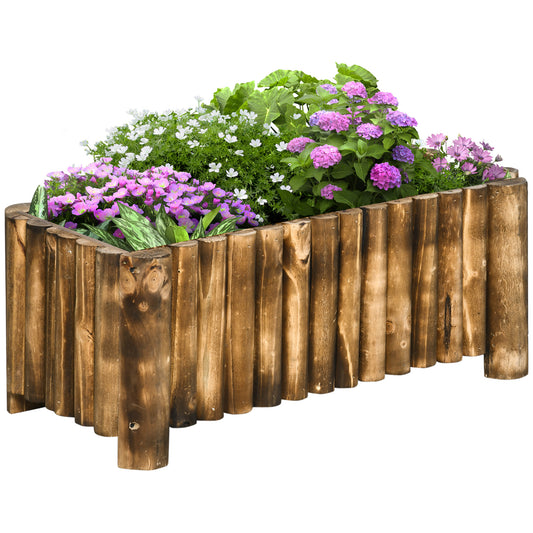 52L Raised Flower Bed Wooden Rectangular Planter Container Box Herb
