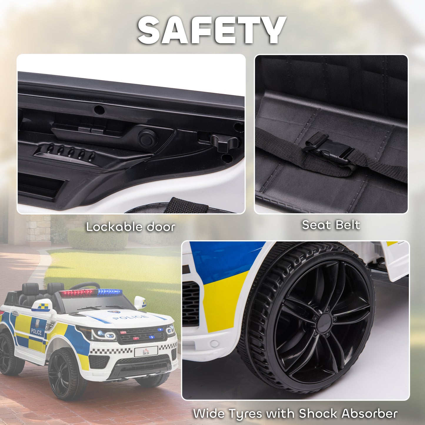 Ride on Police Kids Car 12V Electric Car for 3-6 Years