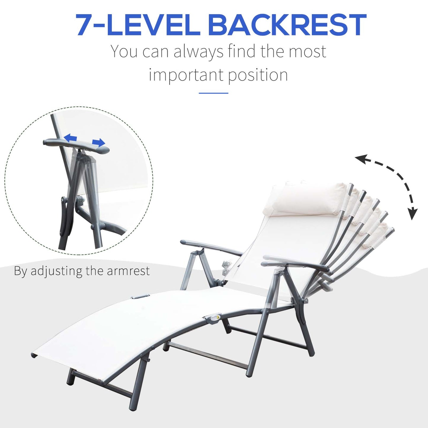 Sun Lounger Steel Frame Outdoor Folding Chaise Texteline Lounge (2)